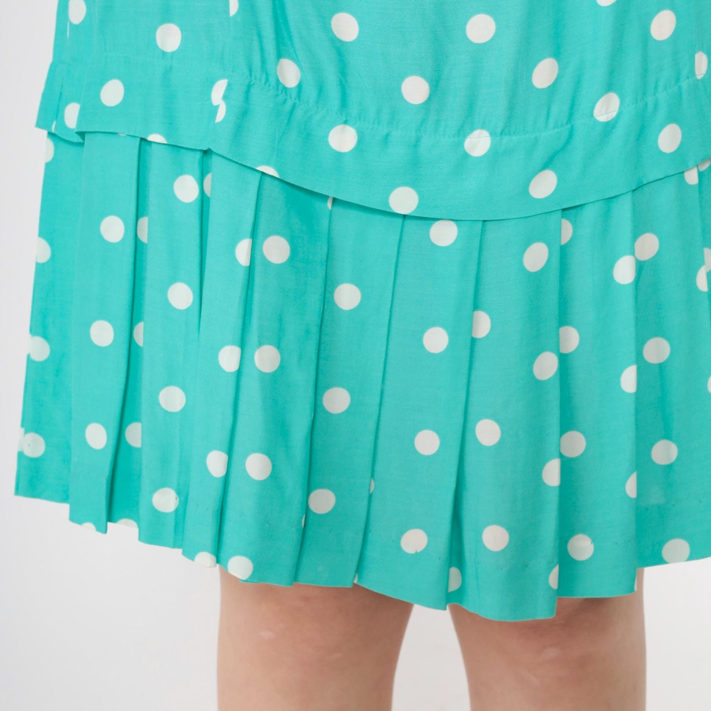 80s Jessica Howard Polka Dot Shift Dress Turquoise Sleeveless Knee Length Medium