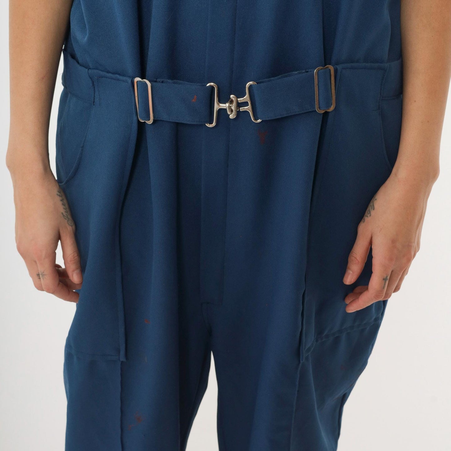 70s Dark Blue Utility Coveralls Straight Leg Zip Boiler Suit Men's Extra Large