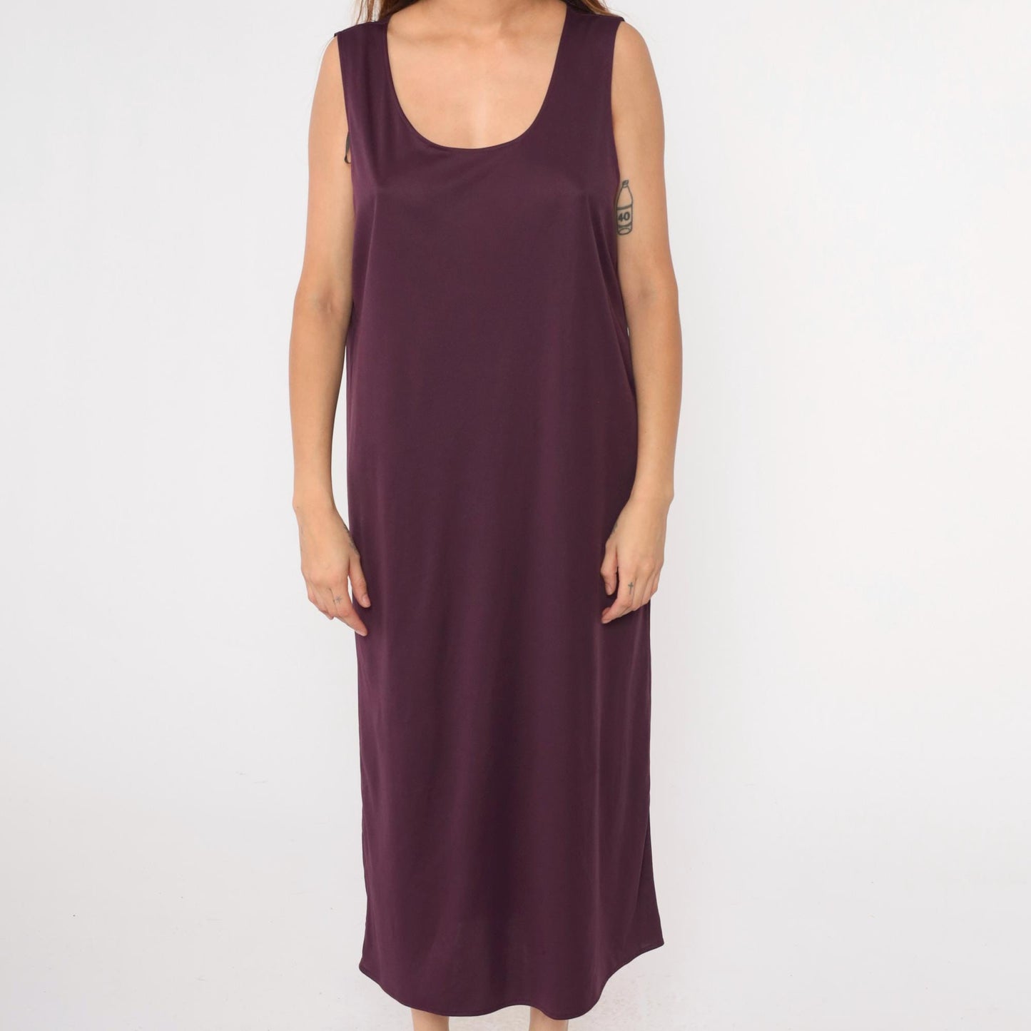 90s Purple Shift Dress Ankle Length Sleeveless Scoop Neck Maxi Extra Large