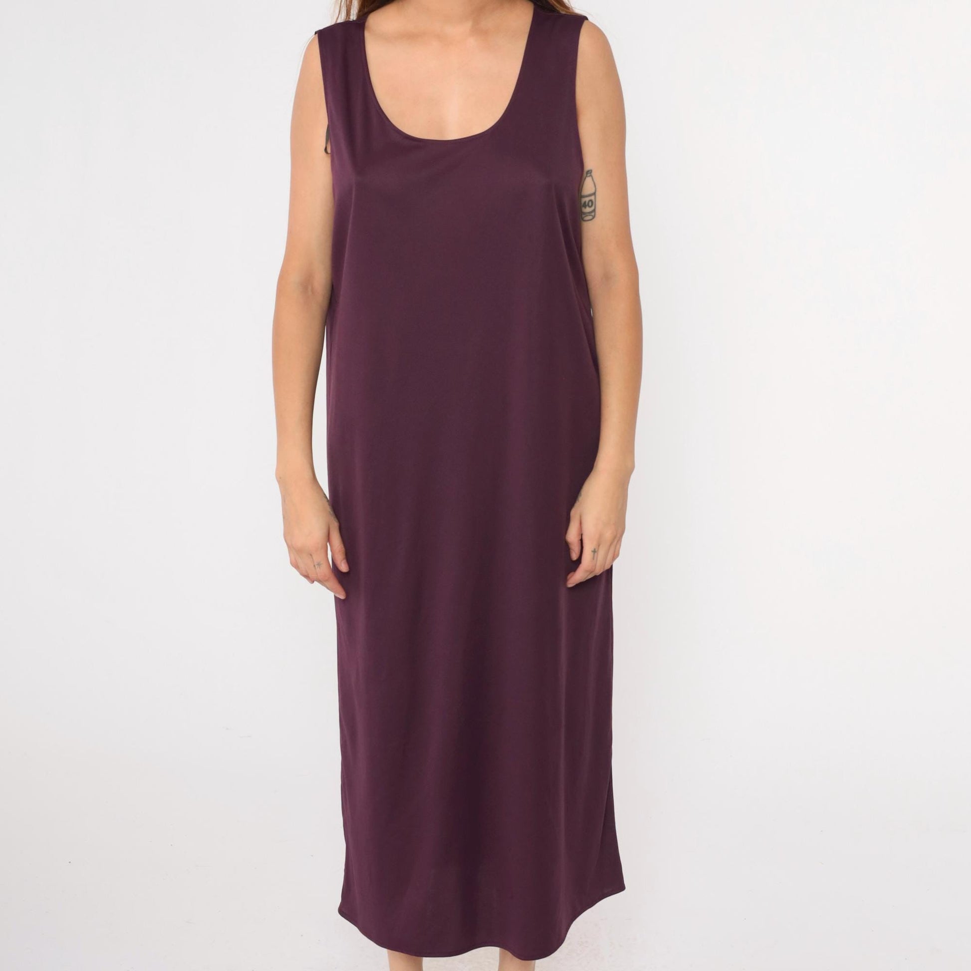 90s Purple Shift Dress Ankle Length Sleeveless Scoop Neck Maxi Extra Large