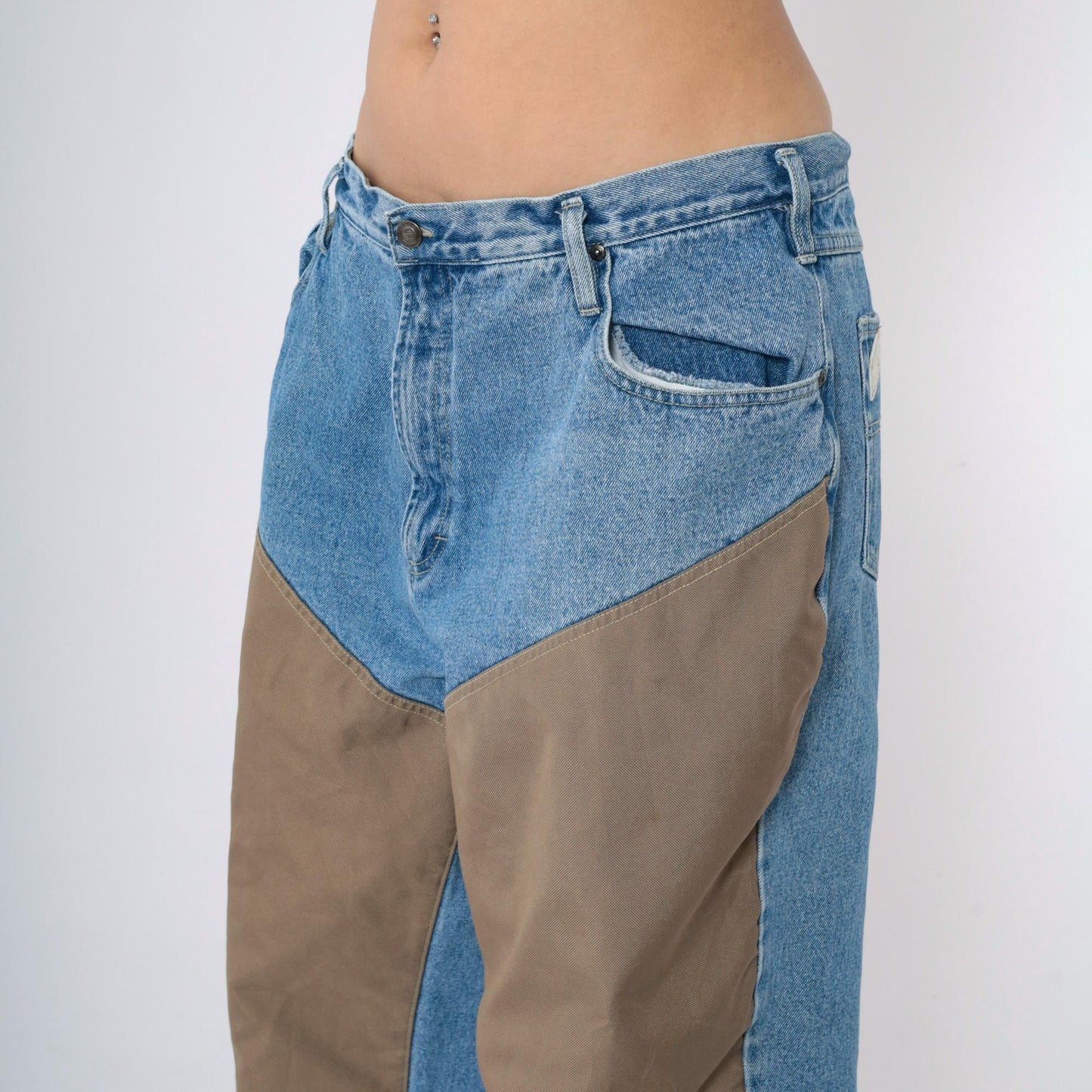 Y2K Columbia Tough Mother Two-Tone Chap Jeans High Waist Men's 40