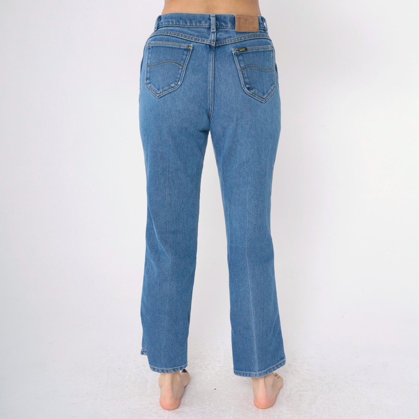 90s Lee High Waisted Straight Leg Jeans Blue Denim Medium