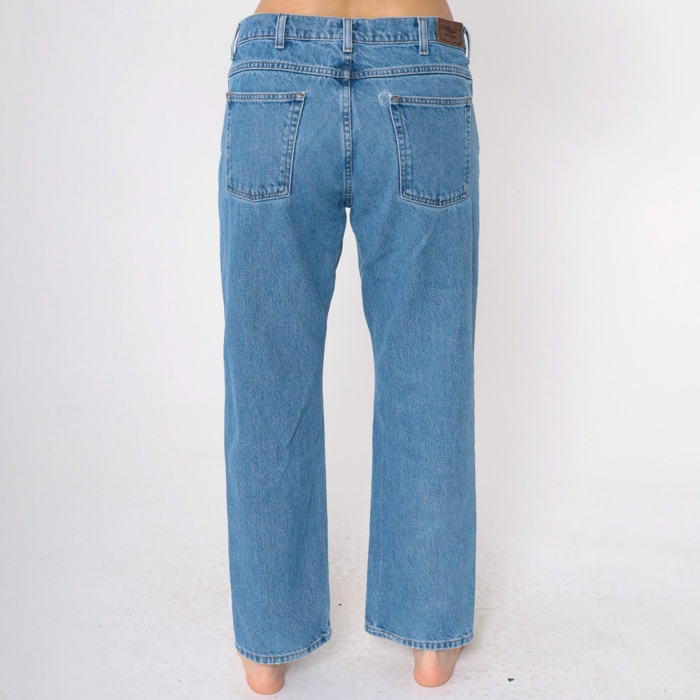 90s L.L. Bean Straight Leg Jeans High Rise Blue Denim 34x29
