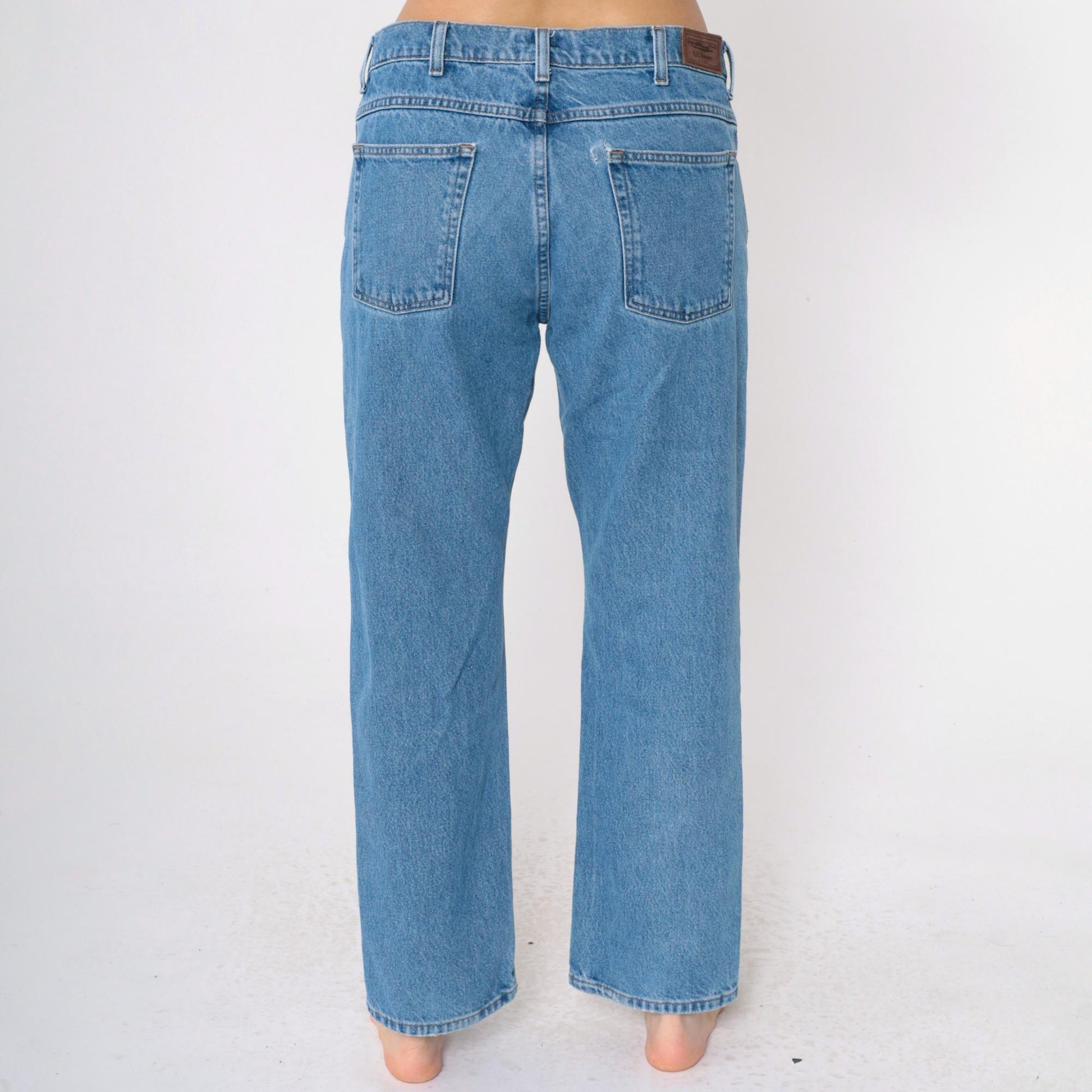 90s L.L. Bean Straight Leg Jeans High Rise Blue Denim 34x29
