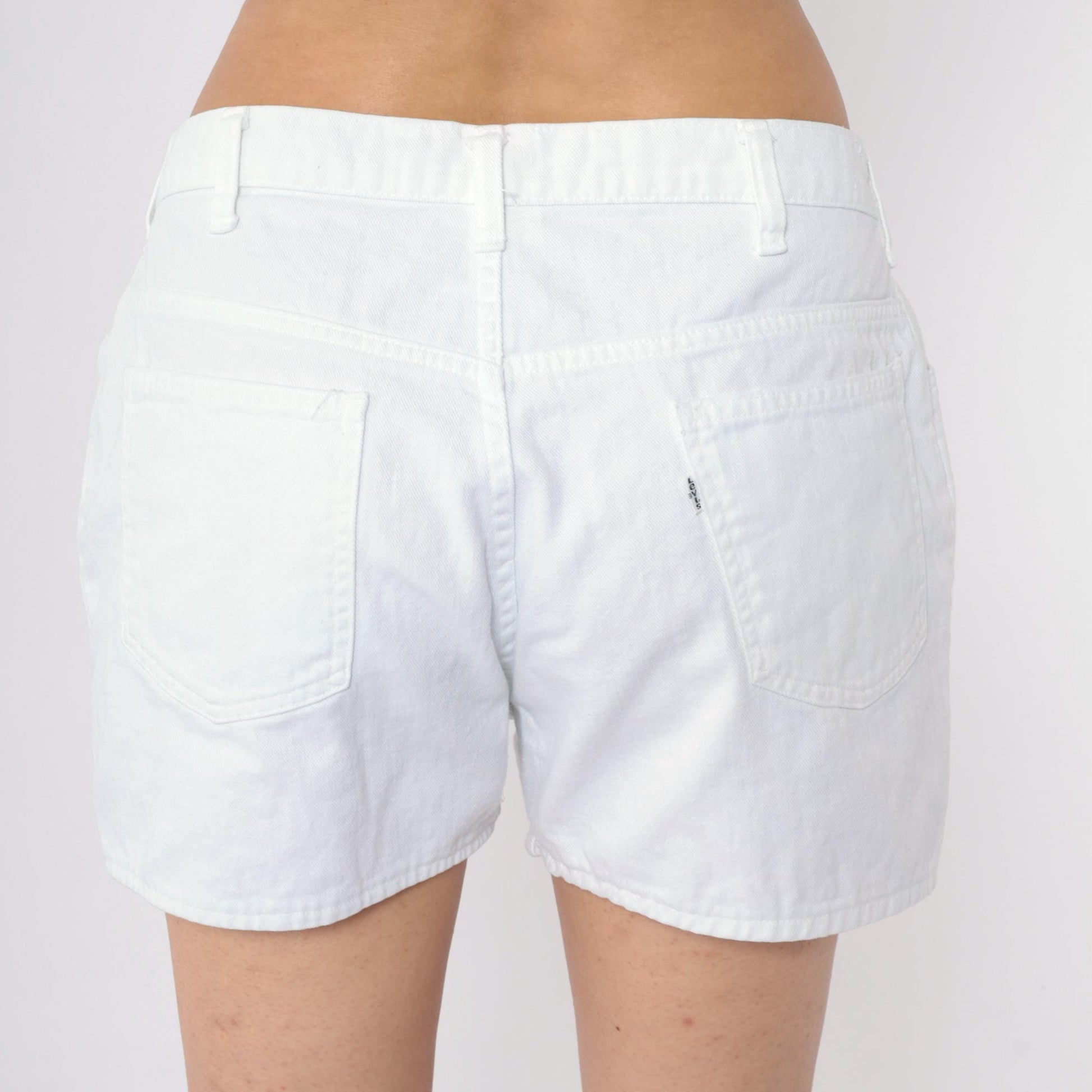 90s Levi's White Denim Shorts High Rise Jean Shorts Large L
