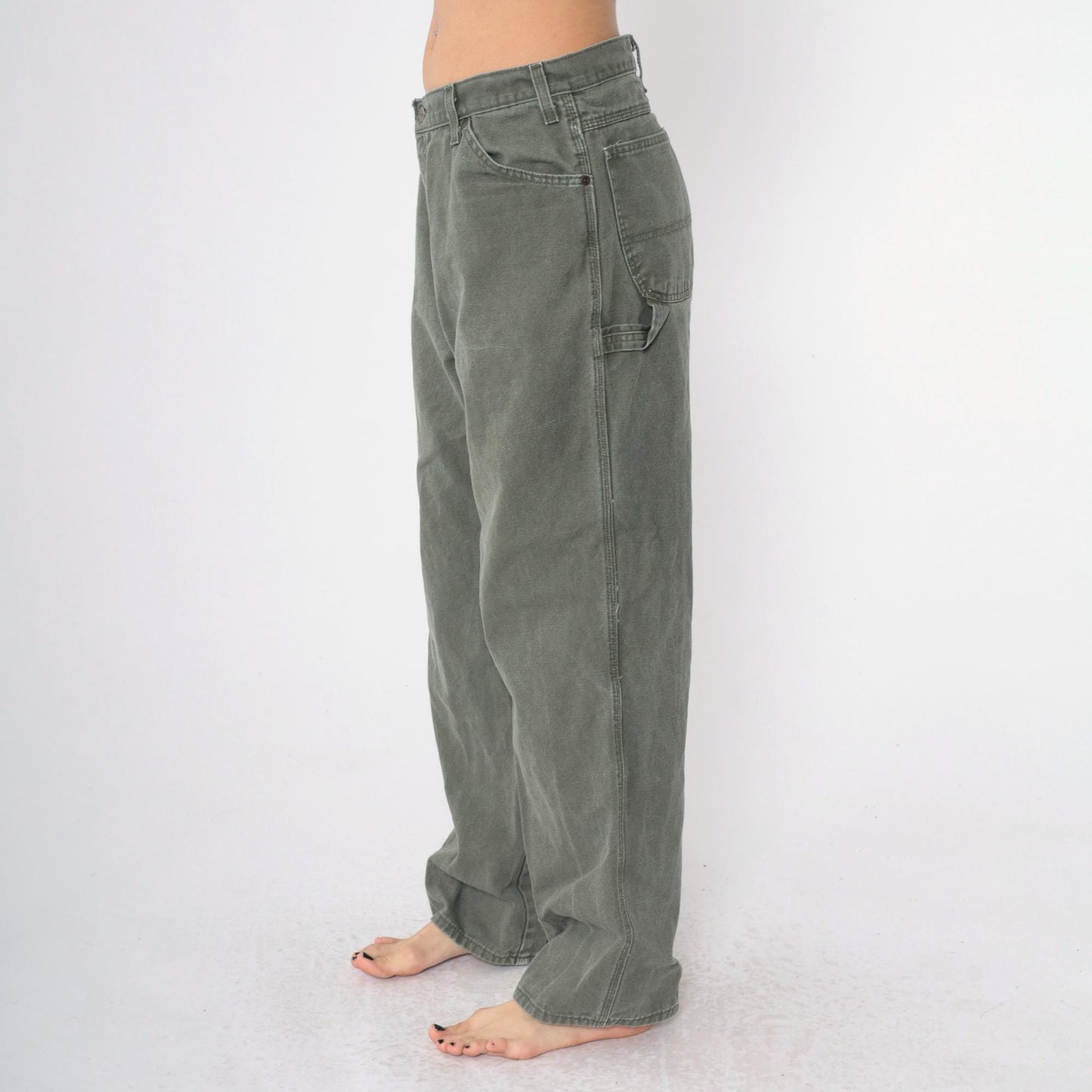 Y2K Dickies Olive Cargo Pants Hammer Loop Straight Leg Men's XL