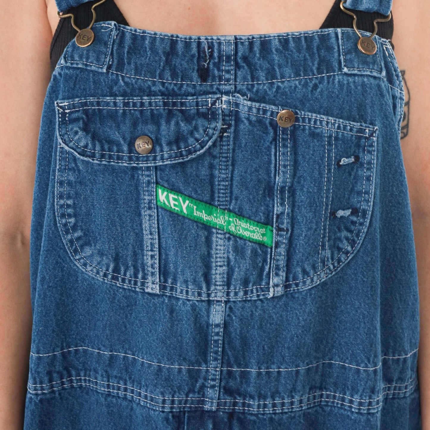 80s Key Imperial Blue Denim Overalls Baggy Carpenter Dungarees Men's 3XL