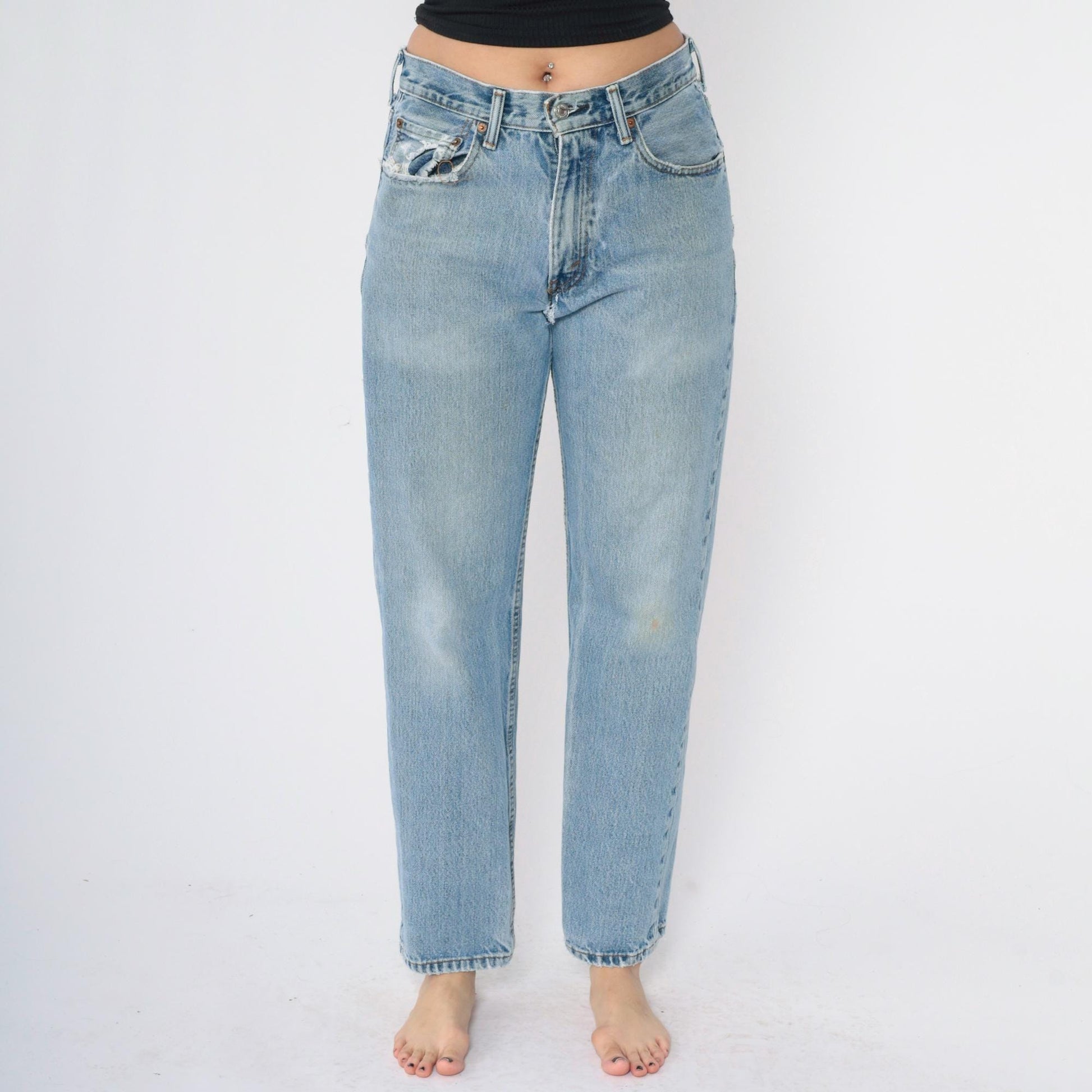 00s Levi's 550 Straight Leg Jeans Blue Denim Distressed Men's 31x32
