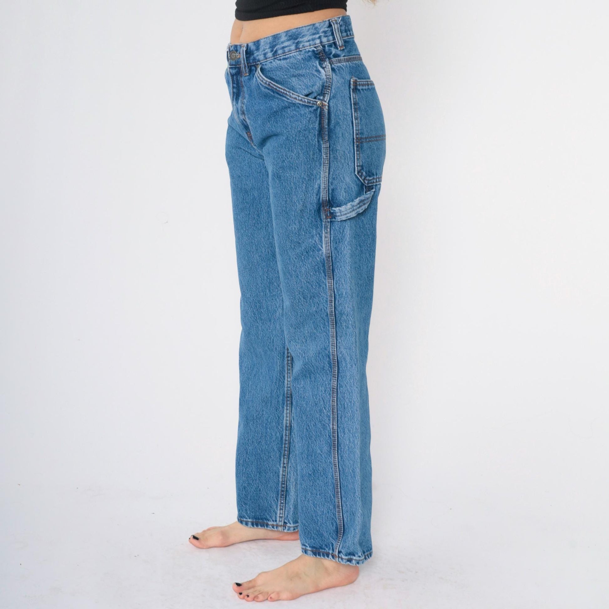 Schmidt Workwear High Rise Straight Leg Jeans Hammer Loop Light Wash 30x32