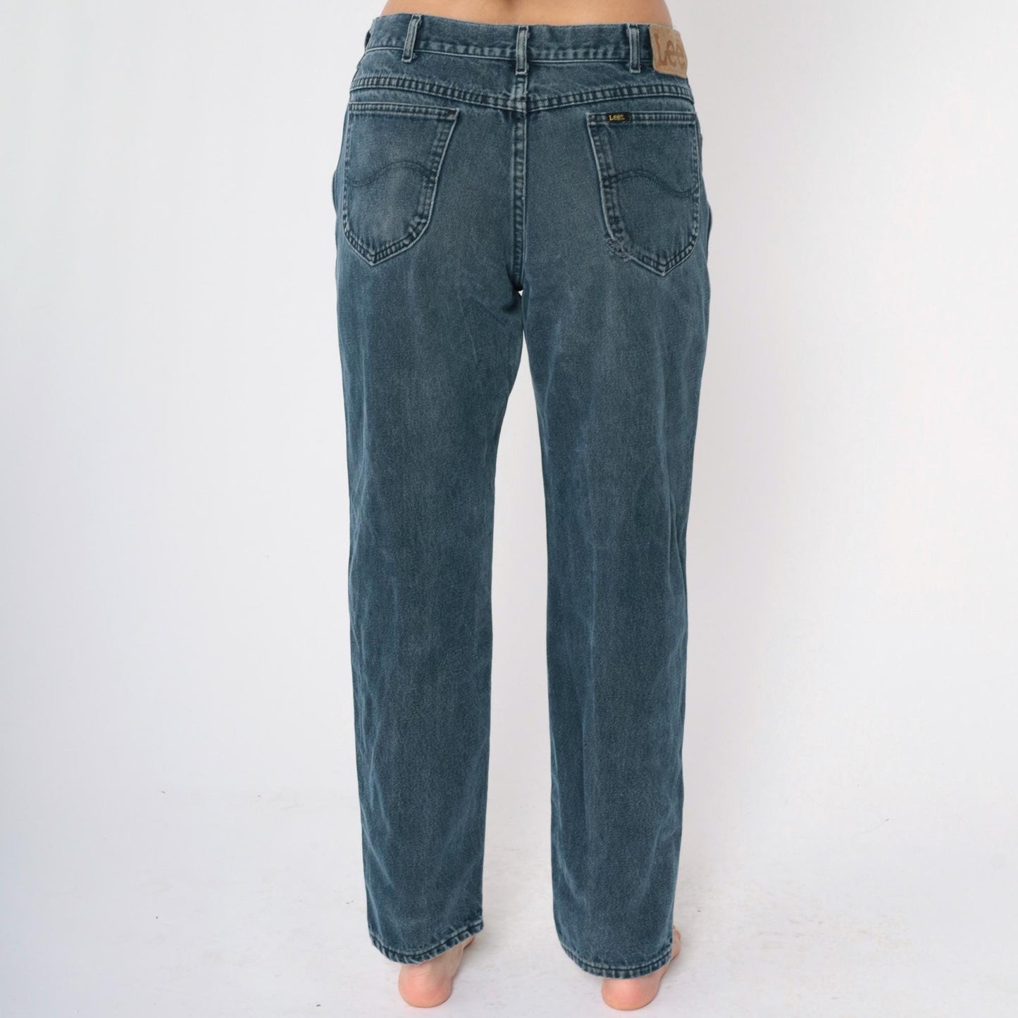 90s Lee Relaxed Fit Straight Leg Jeans Overdyed Black Denim 36x32