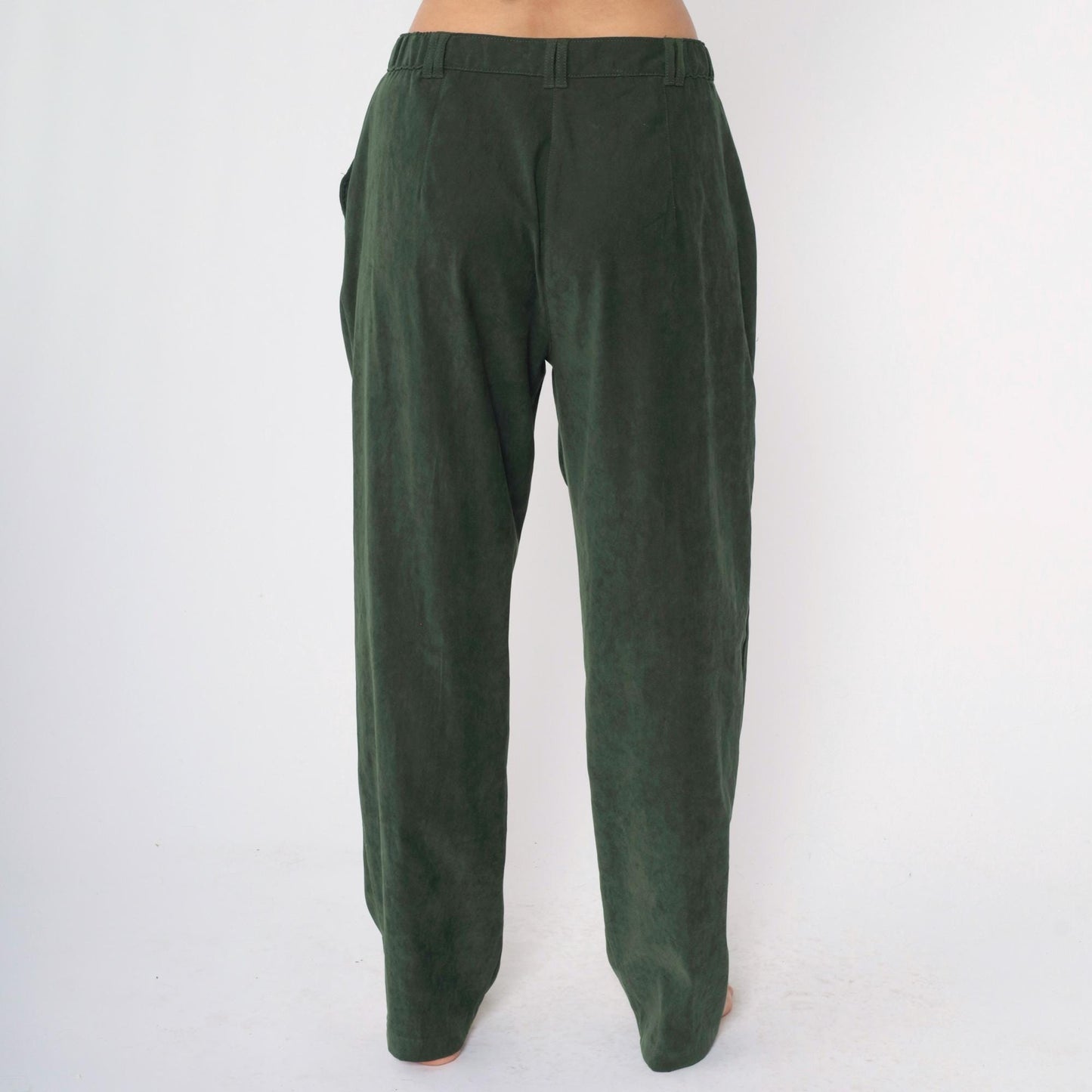 Y2K Green Tapered Trousers High Waisted Straight Leg Slacks Large