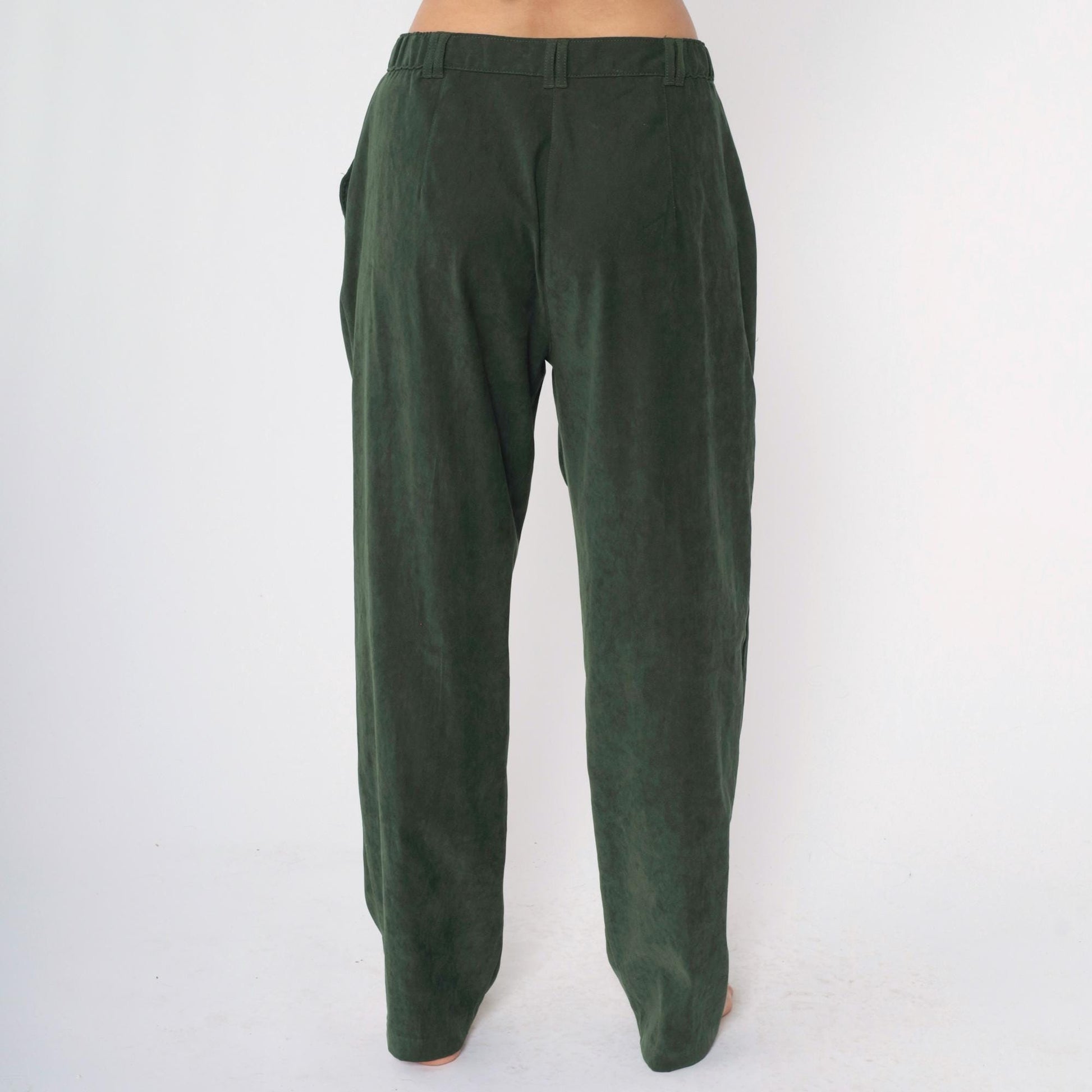 Y2K Green Tapered Trousers High Waisted Straight Leg Slacks Large