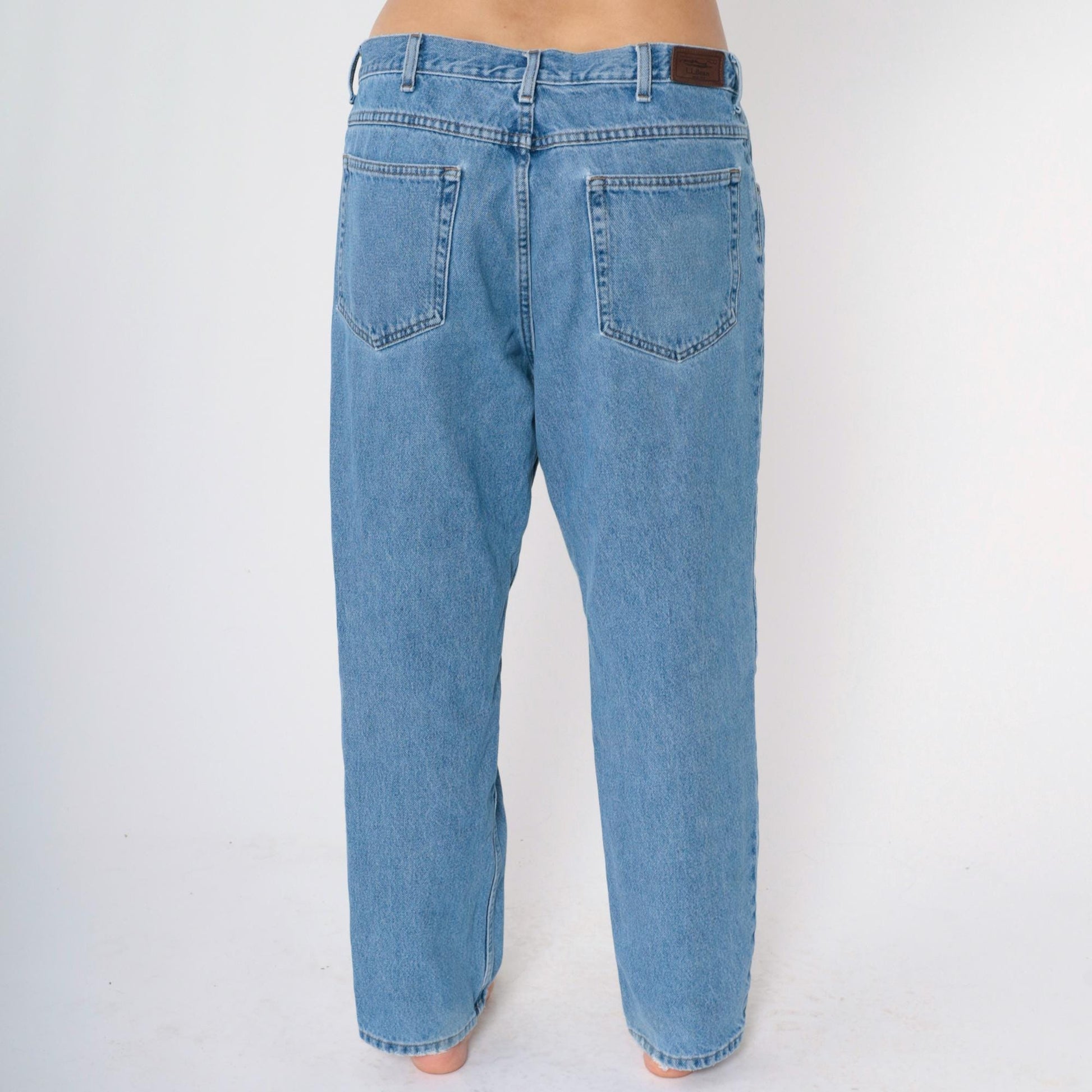 Y2K L.L. Bean Classic Fit Straight Leg High Rise Jeans Blue 37x29