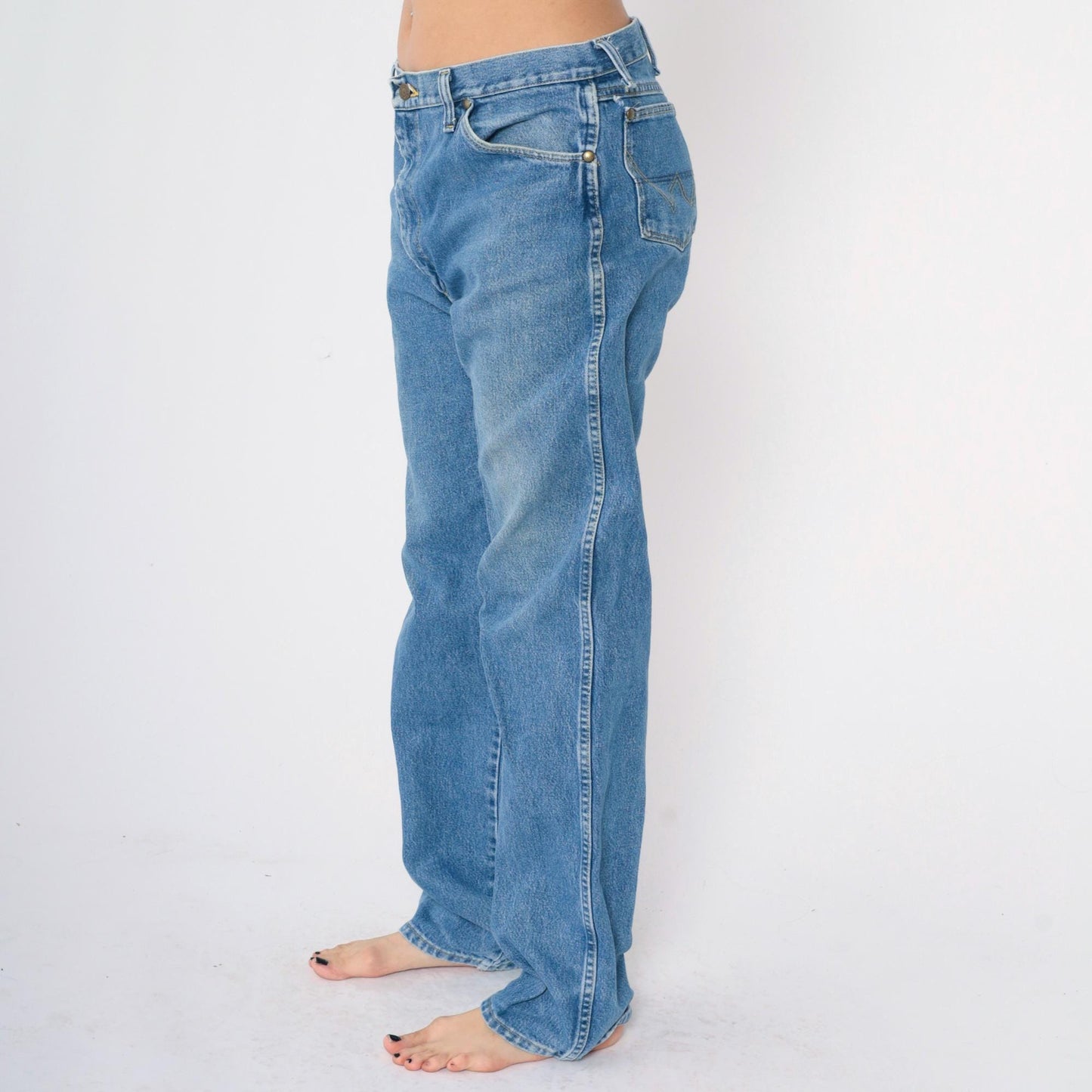 90s Wrangler George Strait Cowboy Cut Blue Jeans High Rise Straight Leg 35x34