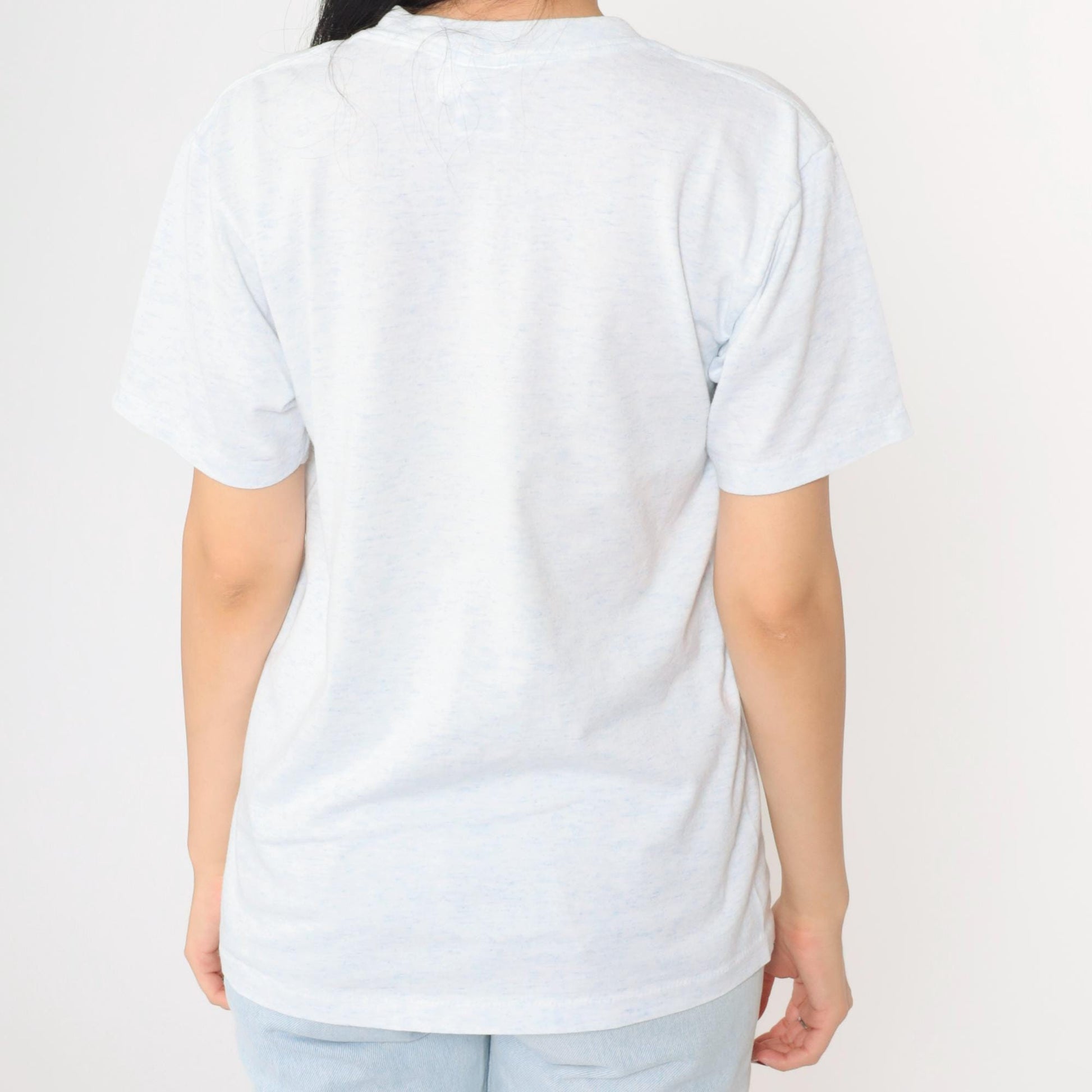 90s Buffalo Arlington Wyoming Graphic T-Shirt Flecked White Blue Small