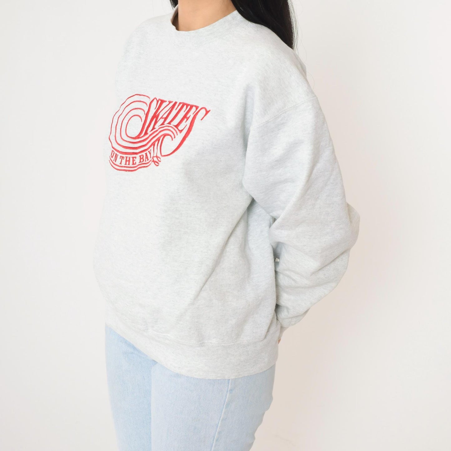 90s Skates on The Bay Berkeley Restaurant Embroidered Sweatshirt Grey Medium