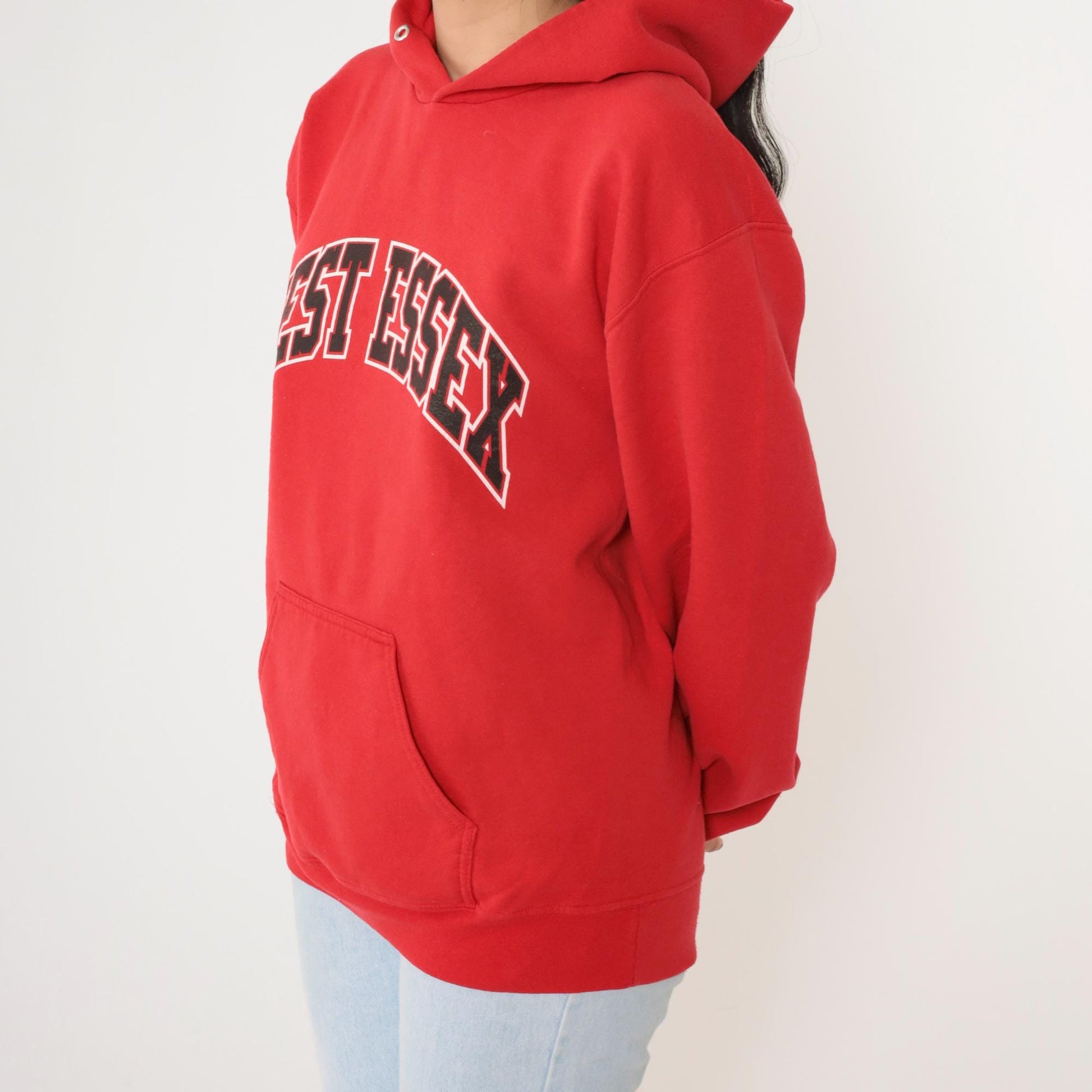 Y2K West Essex High School Hoodie Red Graphic Sweatshirt Medium M