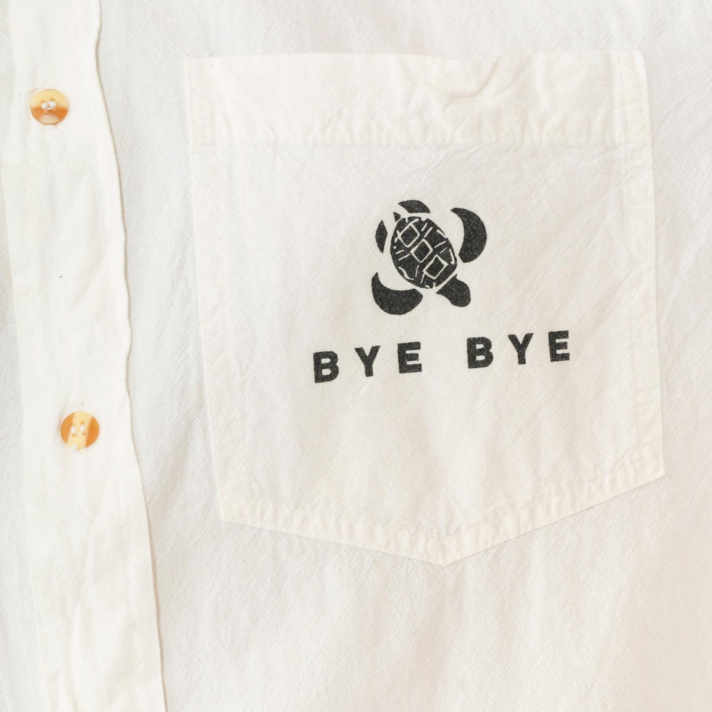 90s Bye Bye Cozumel Turtle Graphic Button-Up Shirt White Cotton Large