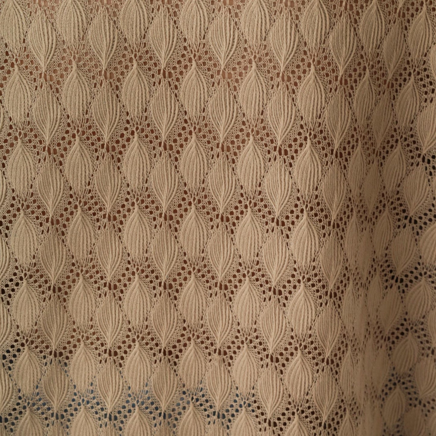 Y2K Sheer Lace Knit Button-Up Shirt Beige Men's Extra Large XL