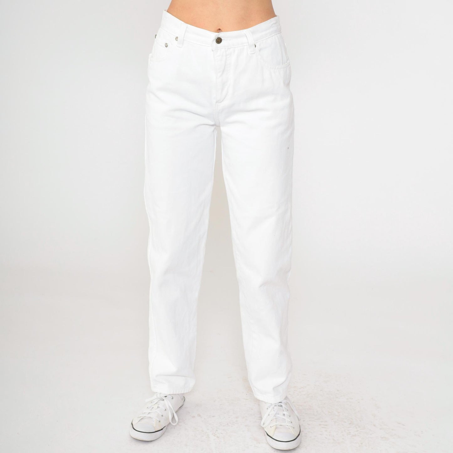 90s Guess White Denim High-Rise Straight-Leg Jeans Small 29