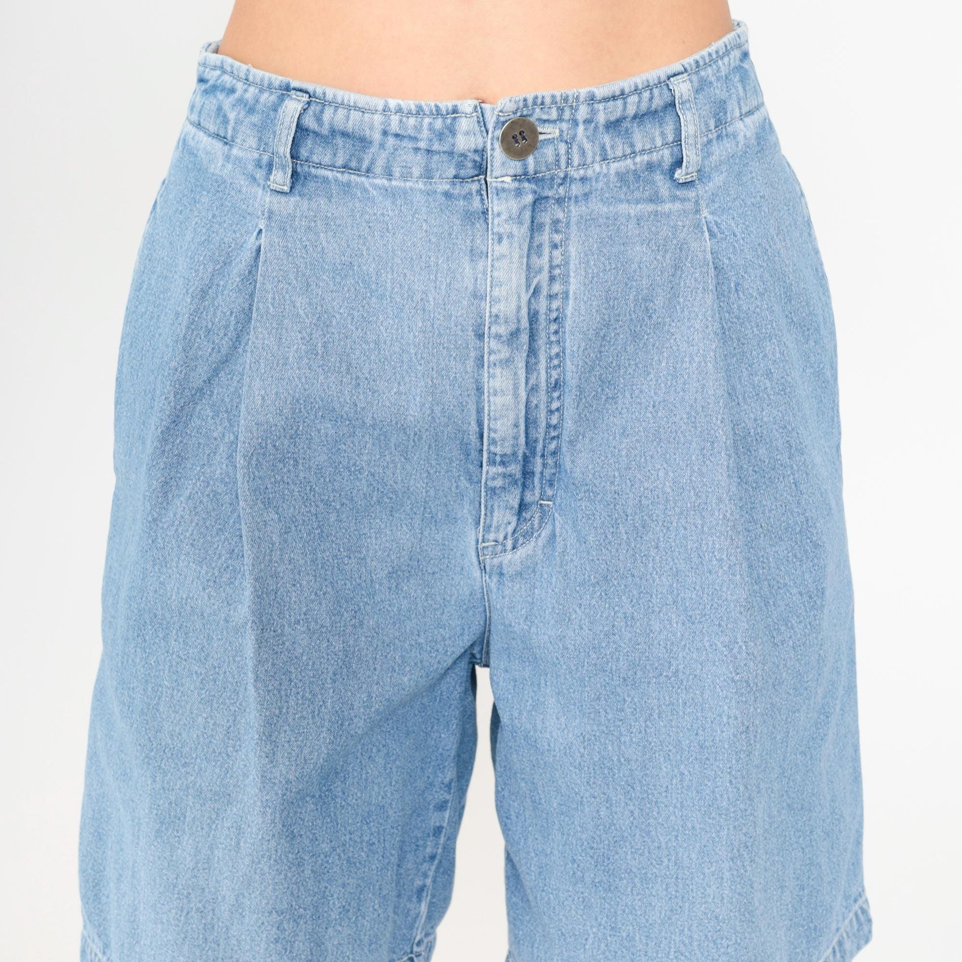 90s Chico's Denim Shorts Pleated High Waist Blue Jean Shorts XS
