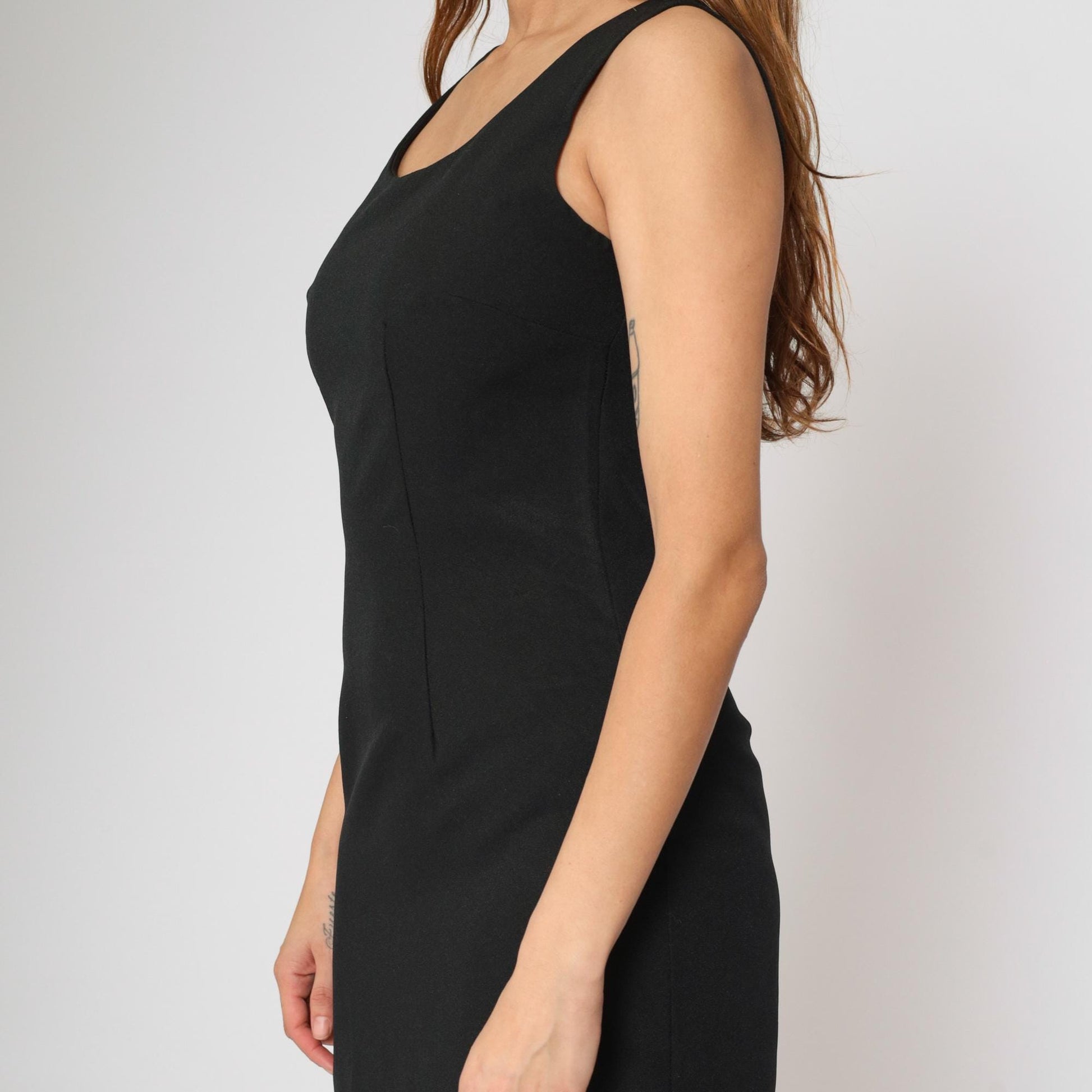 90s Black Bodycon Mini Dress Sleeveless Scoop Neck Tank Small
