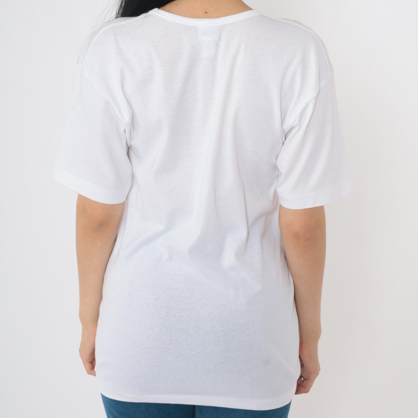 80s BVD Plain White Scoop Neck T-Shirt Cotton Blend Medium