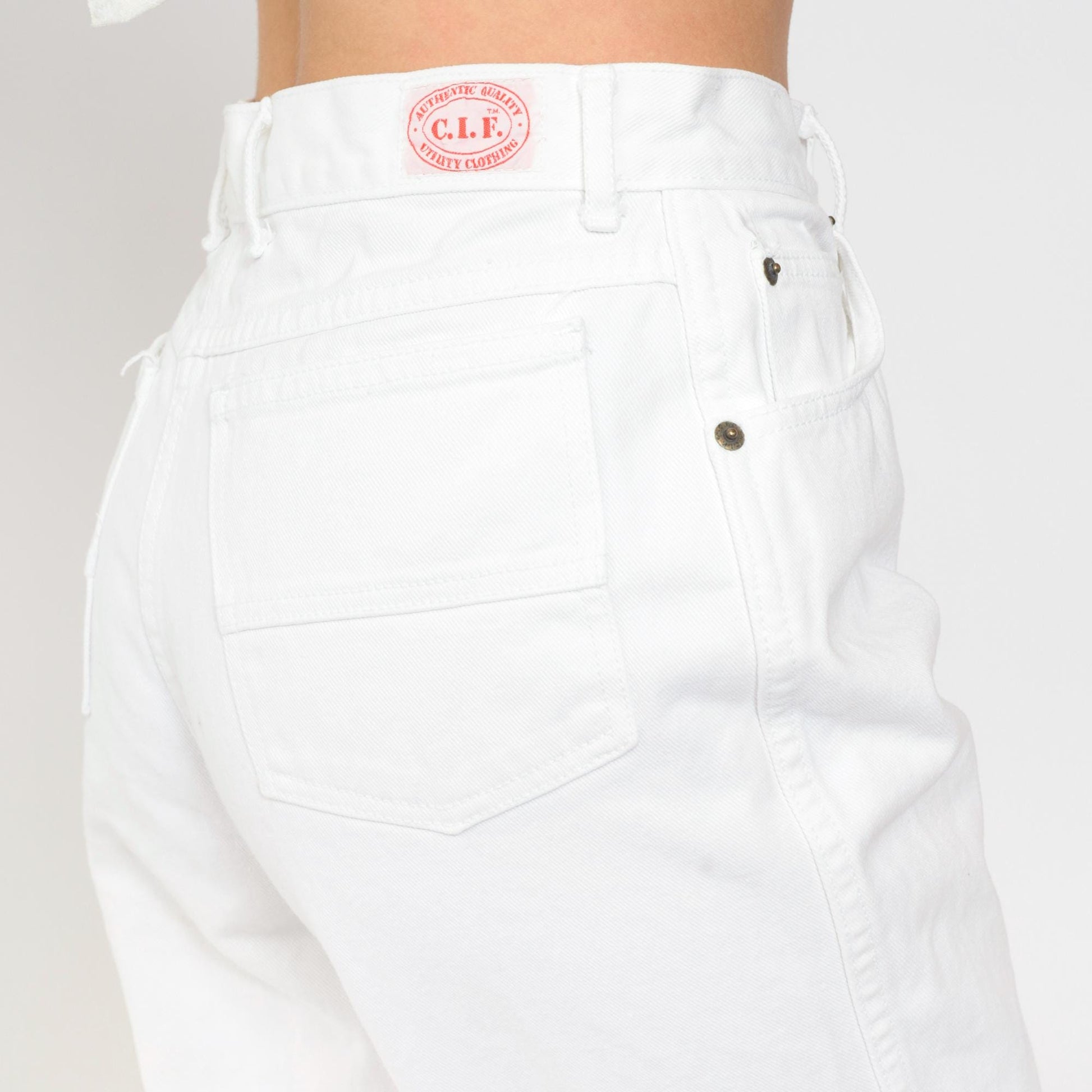90s White Denim Jeans High Waist Straight Leg Mom Jeans Medium 8