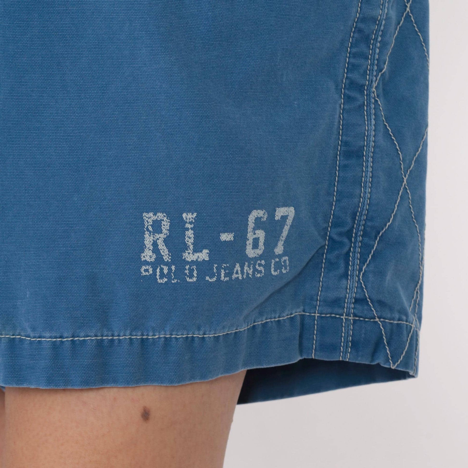 Y2K Ralph Lauren Polo Jeans Co. Board Shorts Blue Cotton Button Fly Medium M