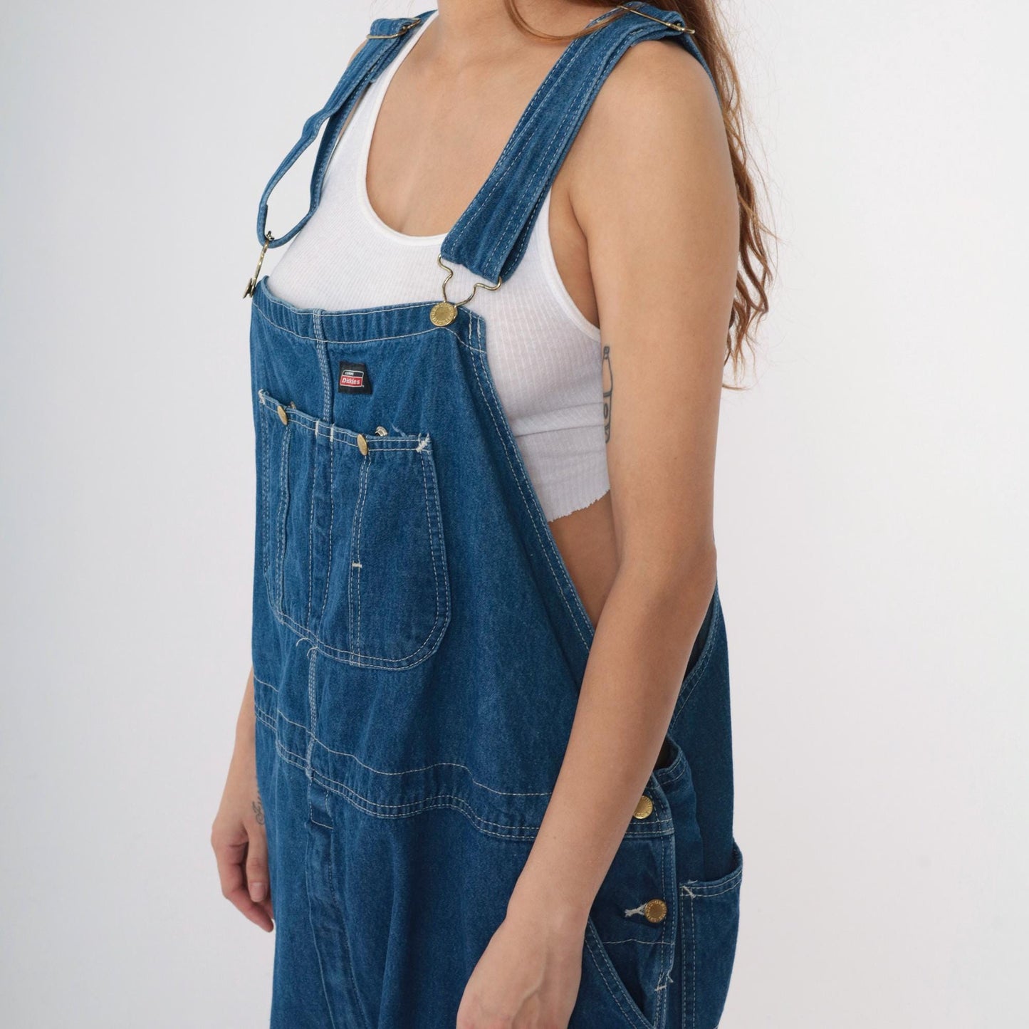 00s Dickies Blue Denim Bib Overalls Workwear 48x30 XL