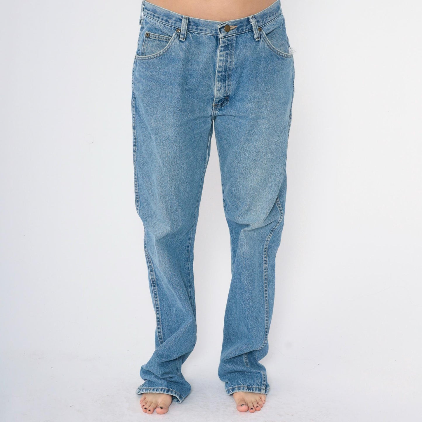 00s Wrangler High Rise Straight Leg Jeans Blue Denim Men's 36x36
