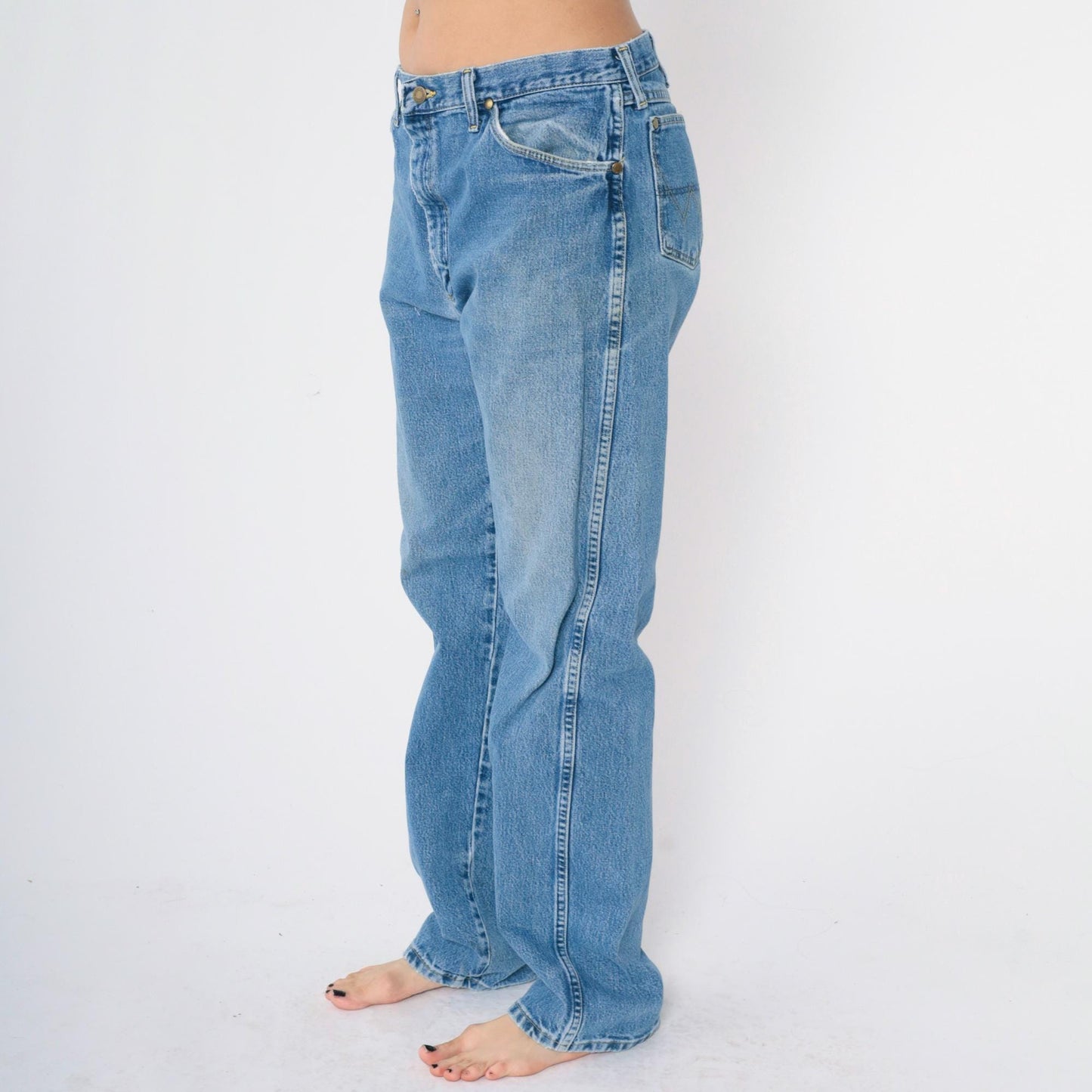 90s Wrangler George Strait Cowboy Cut Jeans Blue High Rise Straight Leg 35x34