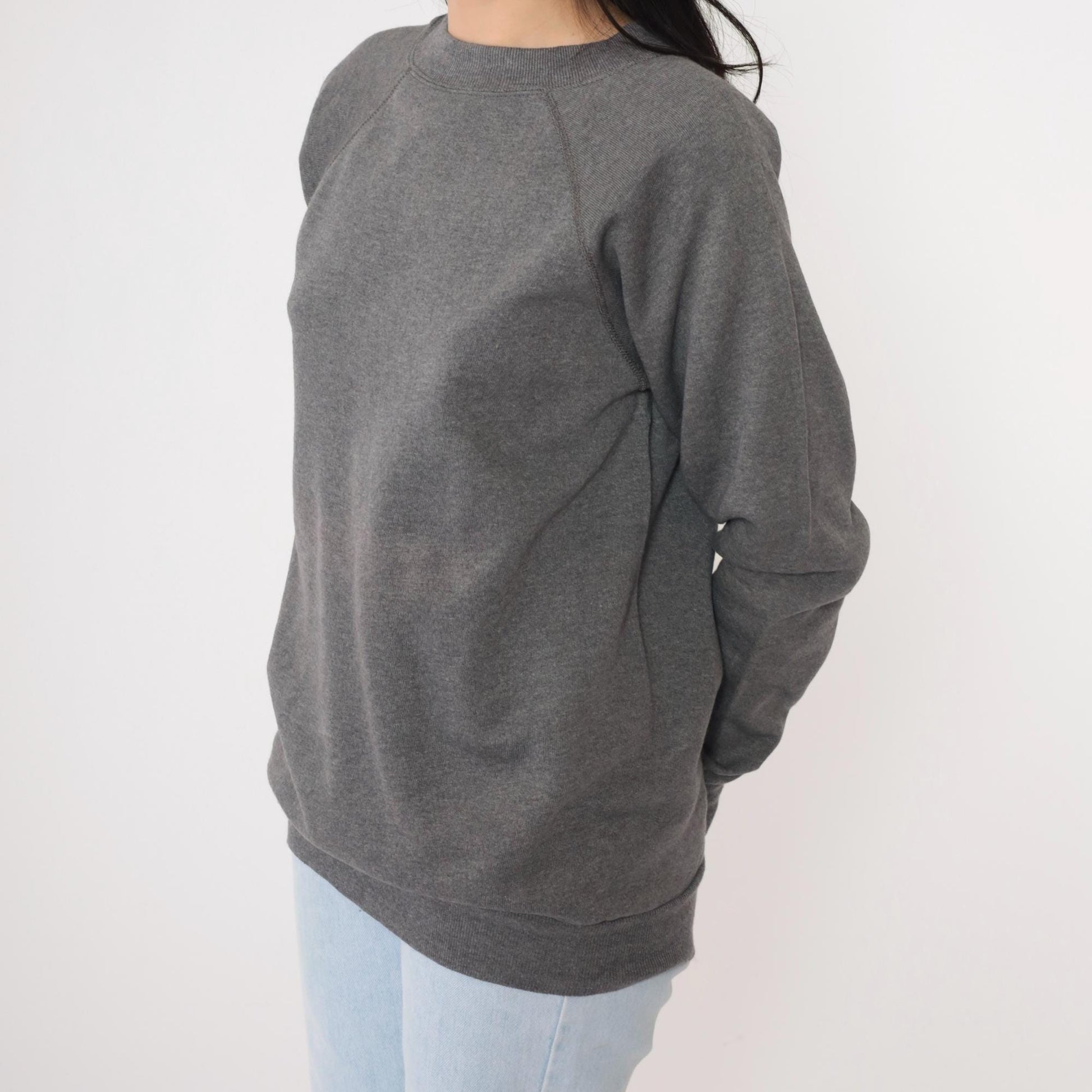 90s Jerzees Crewneck Sweatshirt Heather Grey Raglan Medium