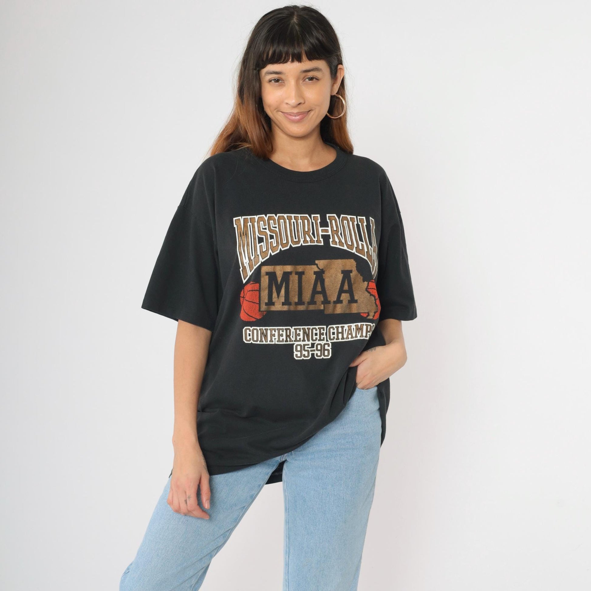 90s Missouri-Rolla MIAA Conference Champs Basketball Graphic Tee Black Extra Large