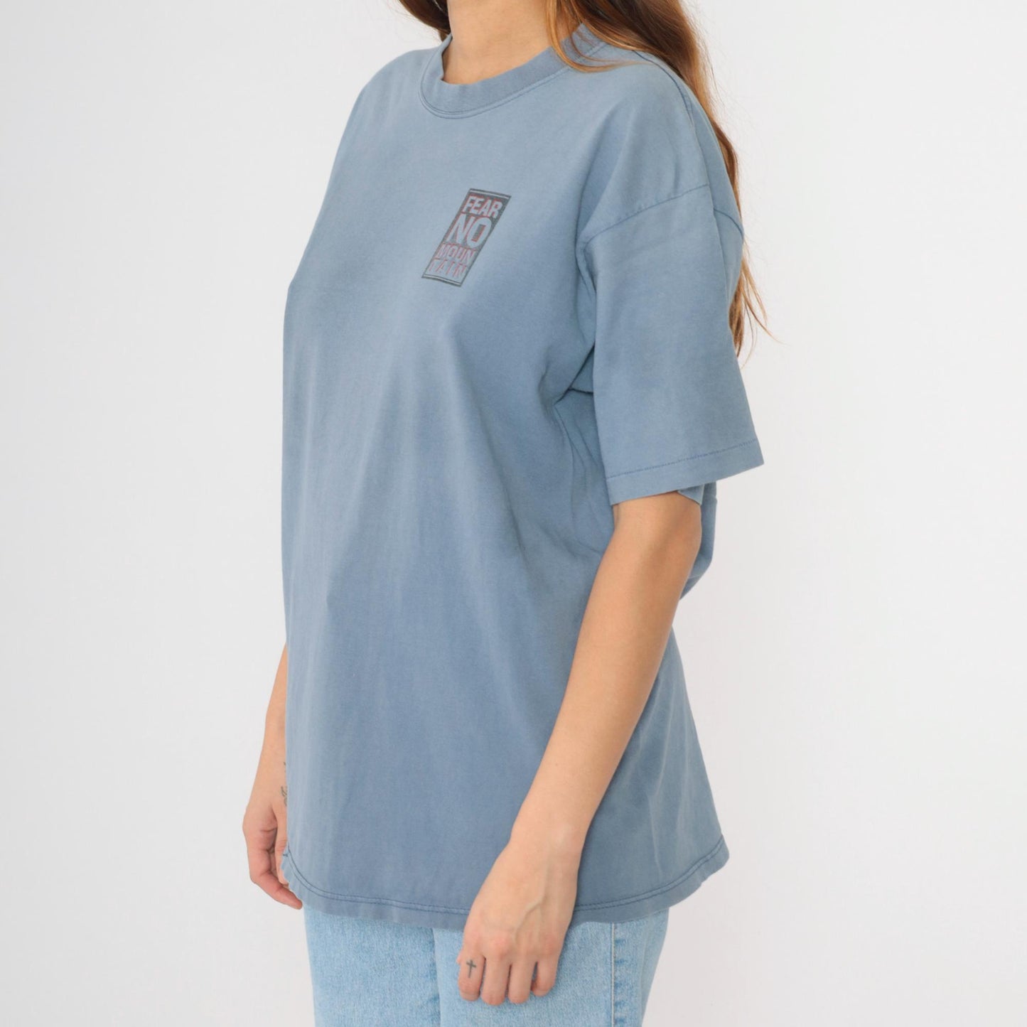 90s Angel Fire New Mexico Ski Graphic T-Shirt Blue Cotton Crewneck Large L