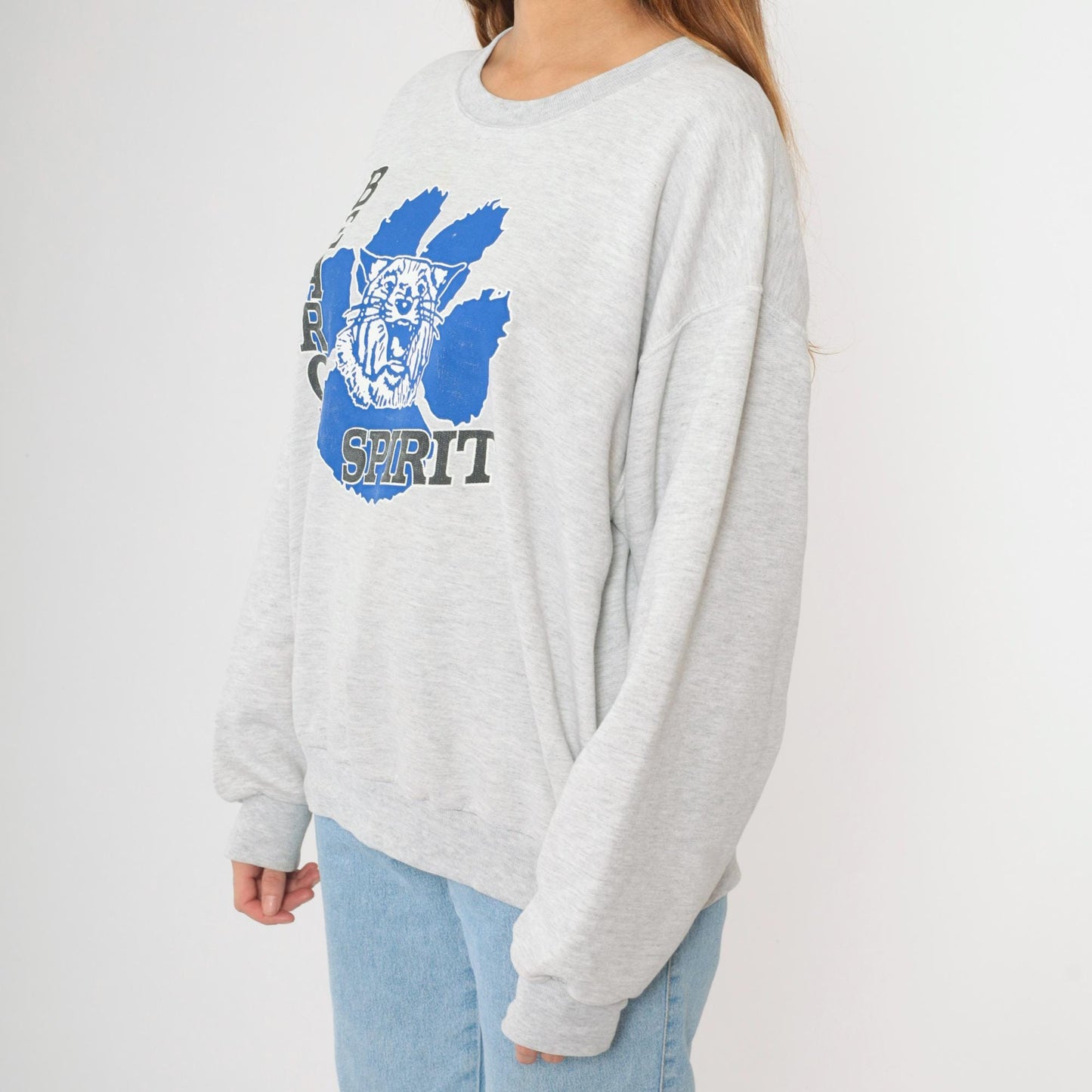 90s Battle Creek Central High School Bearcats Sweatshirt Grey Jerzees Large L