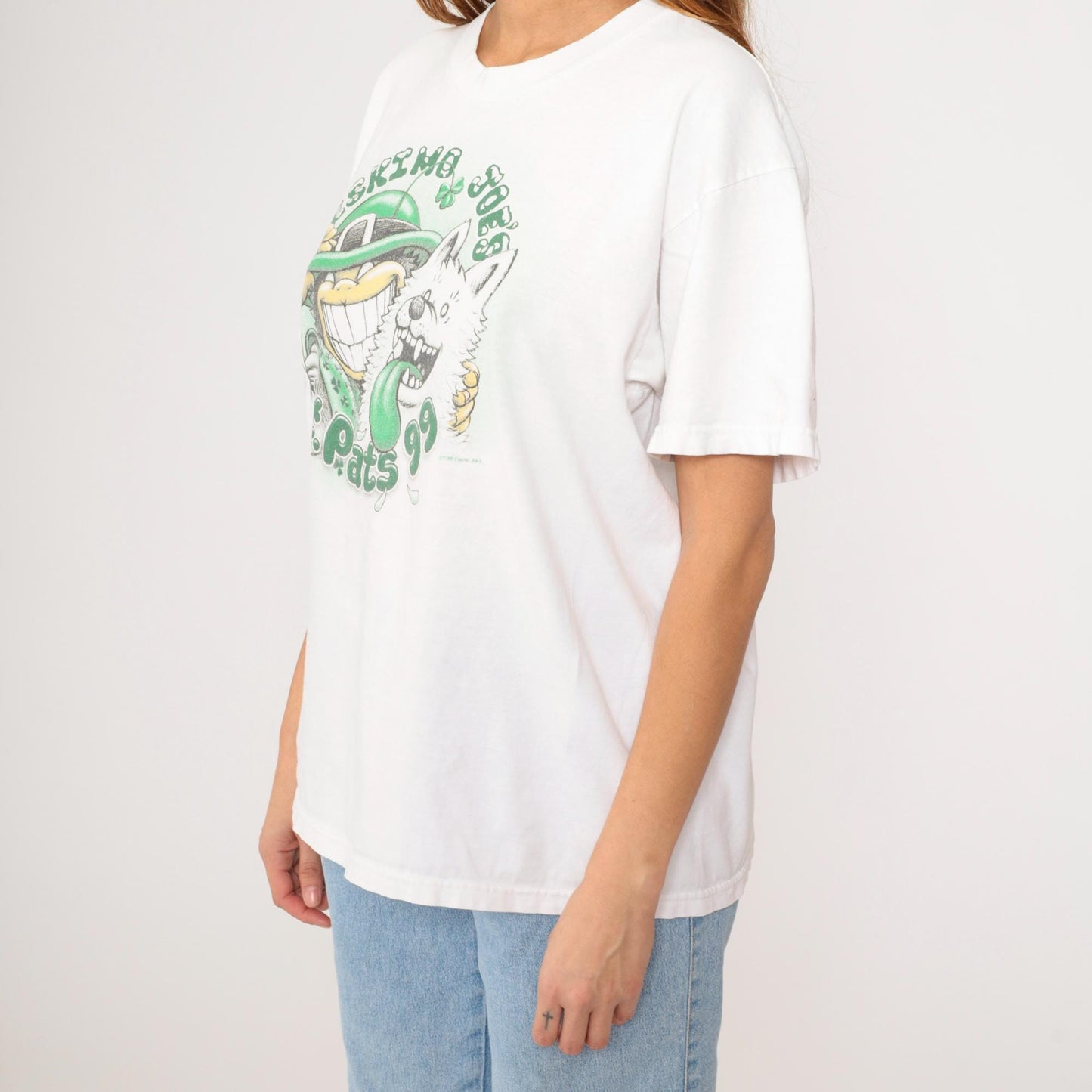 90s Eskimo Joe's St. Patrick's Day T-Shirt Green Graphic Dog Shamrock Stillwater Large L