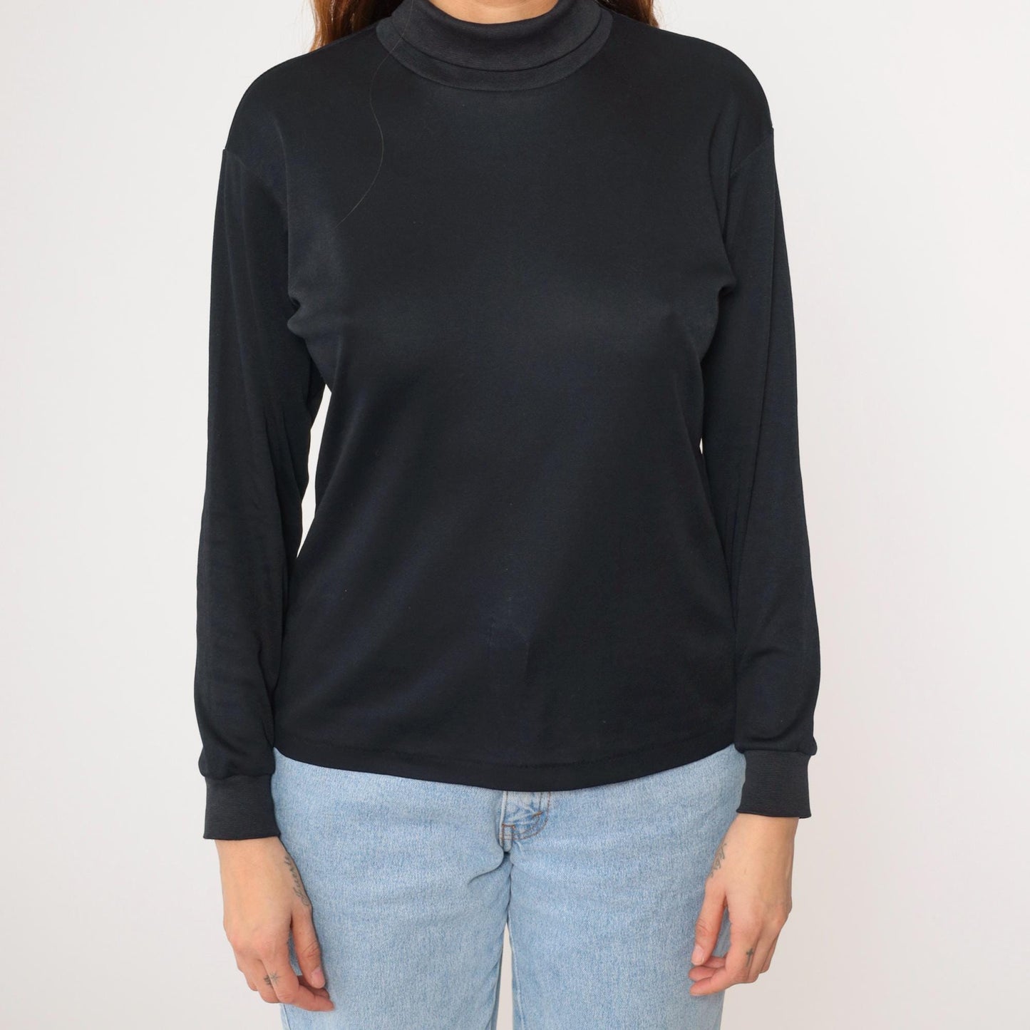 80s Bobbie Brooks Black Turtleneck Long Sleeve Shirt Medium