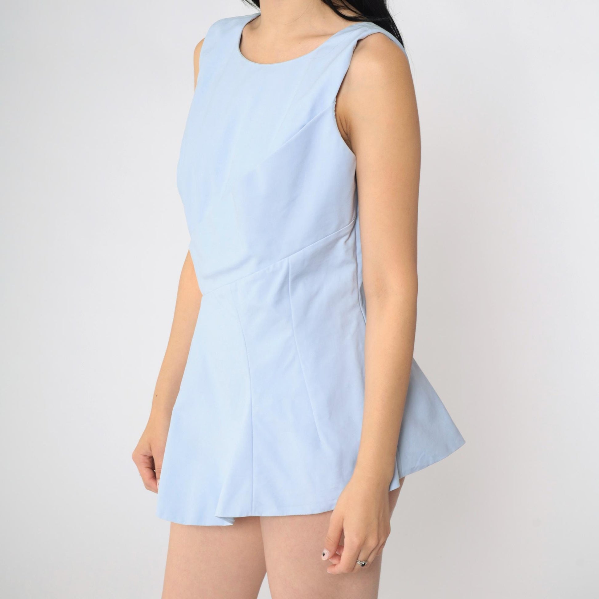 Christian Dior Blue Skater Mini Dress V-Back Jewel Neck Medium M