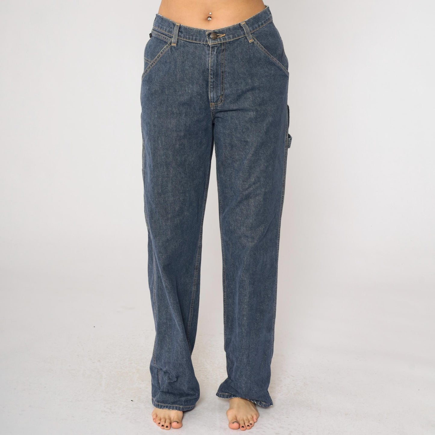 90s Ralph Lauren Polo Carpenter Jeans Dark Wash High Rise Wide Leg Size 10