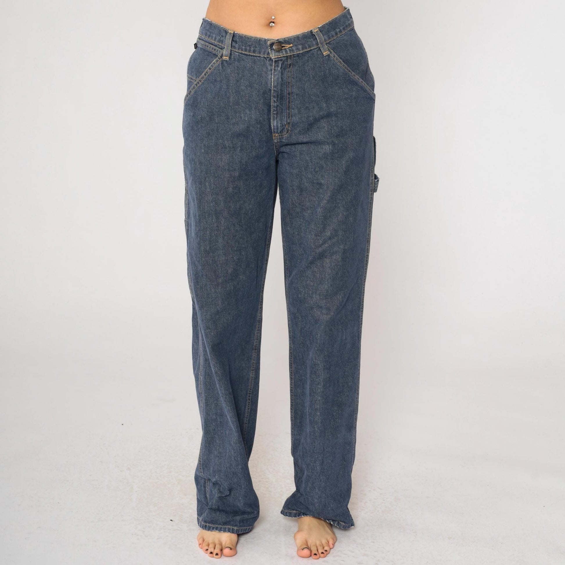 90s Ralph Lauren Polo Carpenter Jeans Dark Wash High Rise Wide Leg Size 10
