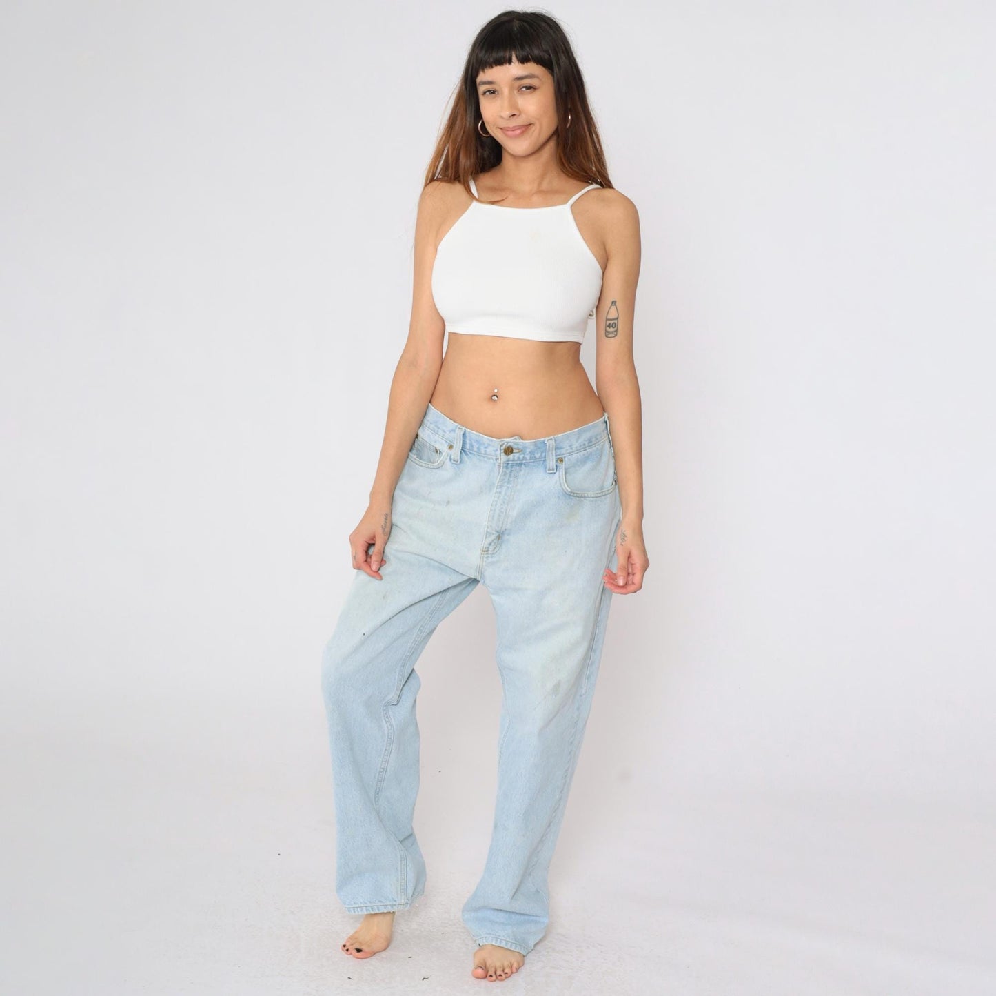 90s Carhartt Straight Leg Jeans High Waist Light Wash Denim 36