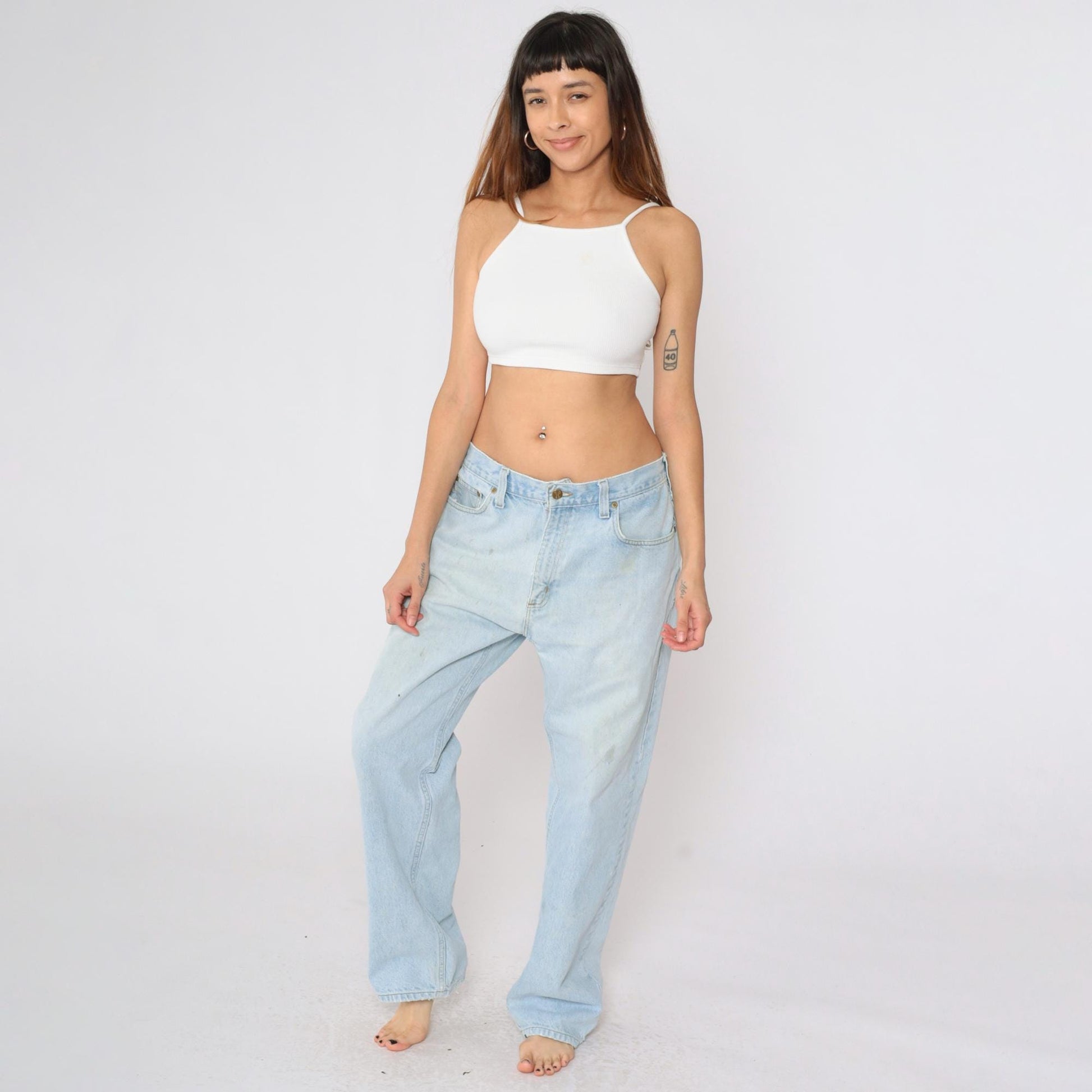 90s Carhartt Straight Leg Jeans High Waist Light Wash Denim 36