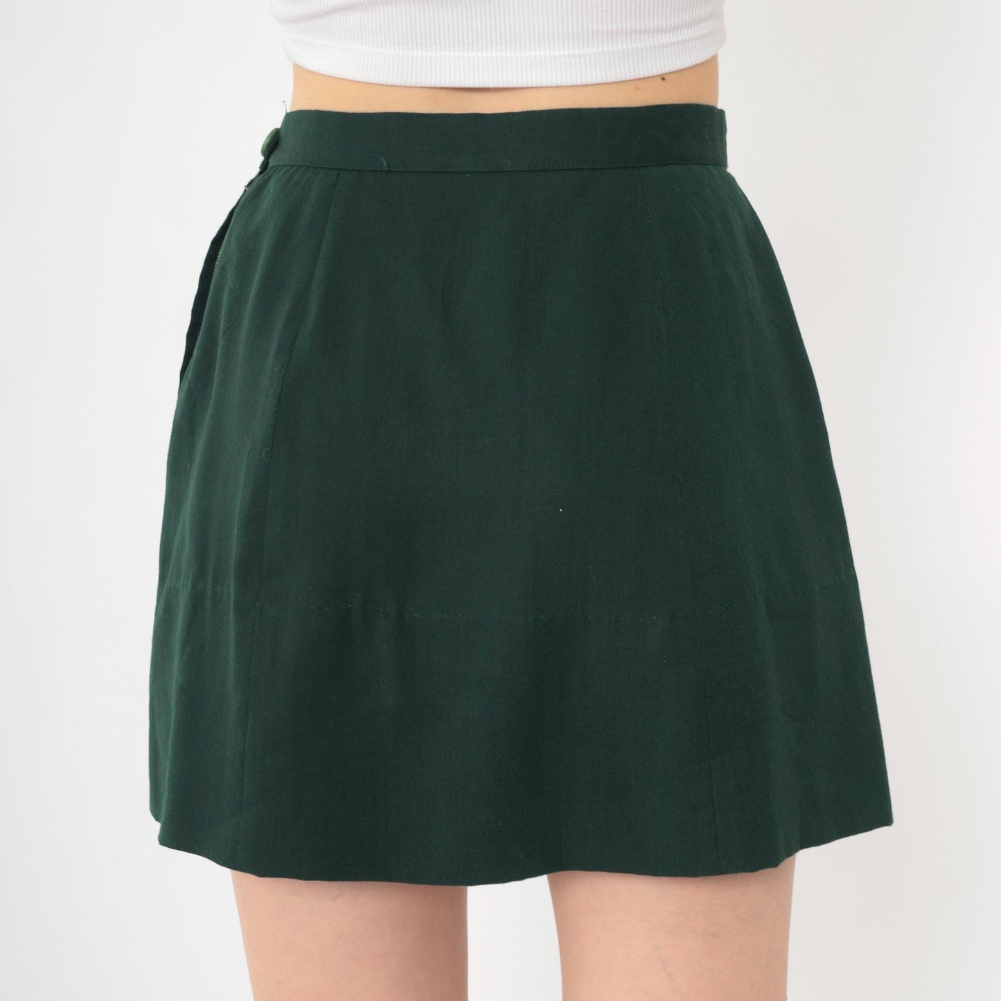 1960s Girl Scout Cadette A-Line Skirt Dark Green Mini Extra Small
