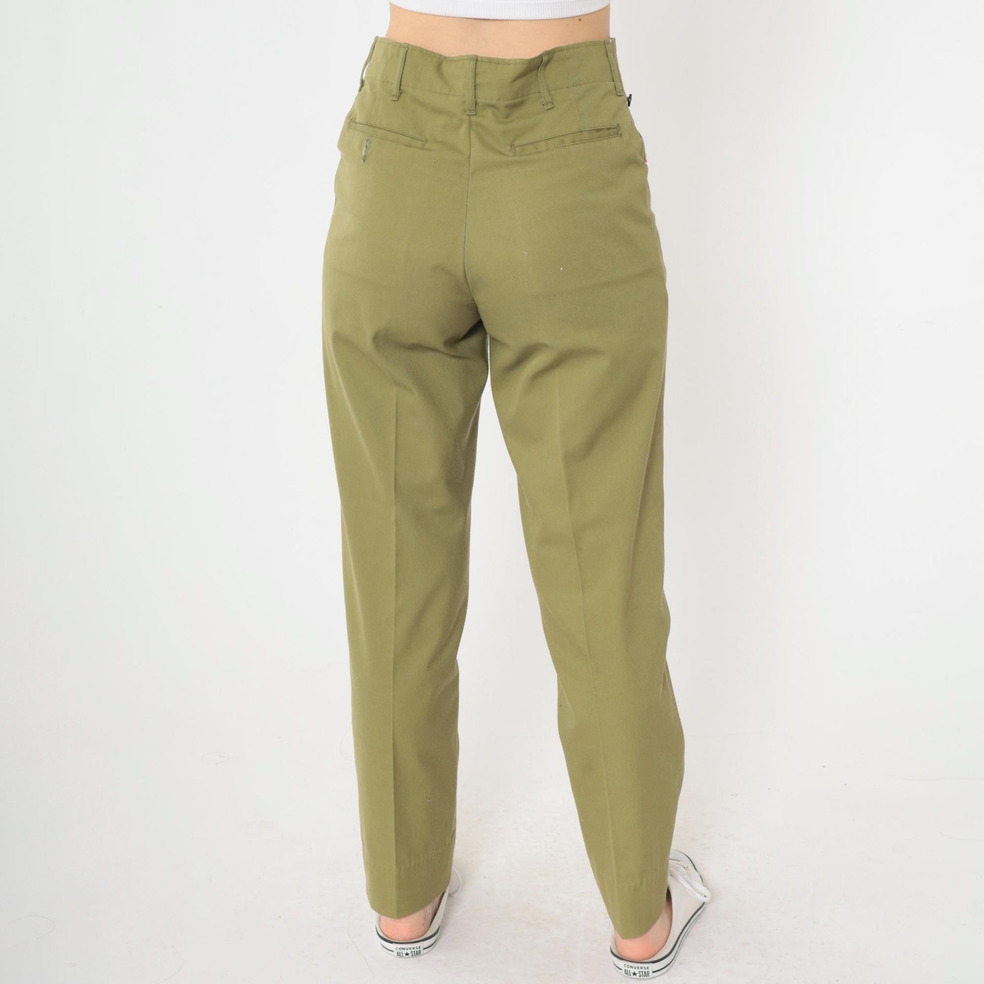 60s Boy Scouts of America Uniform Pants Olive Green High Waist Small
