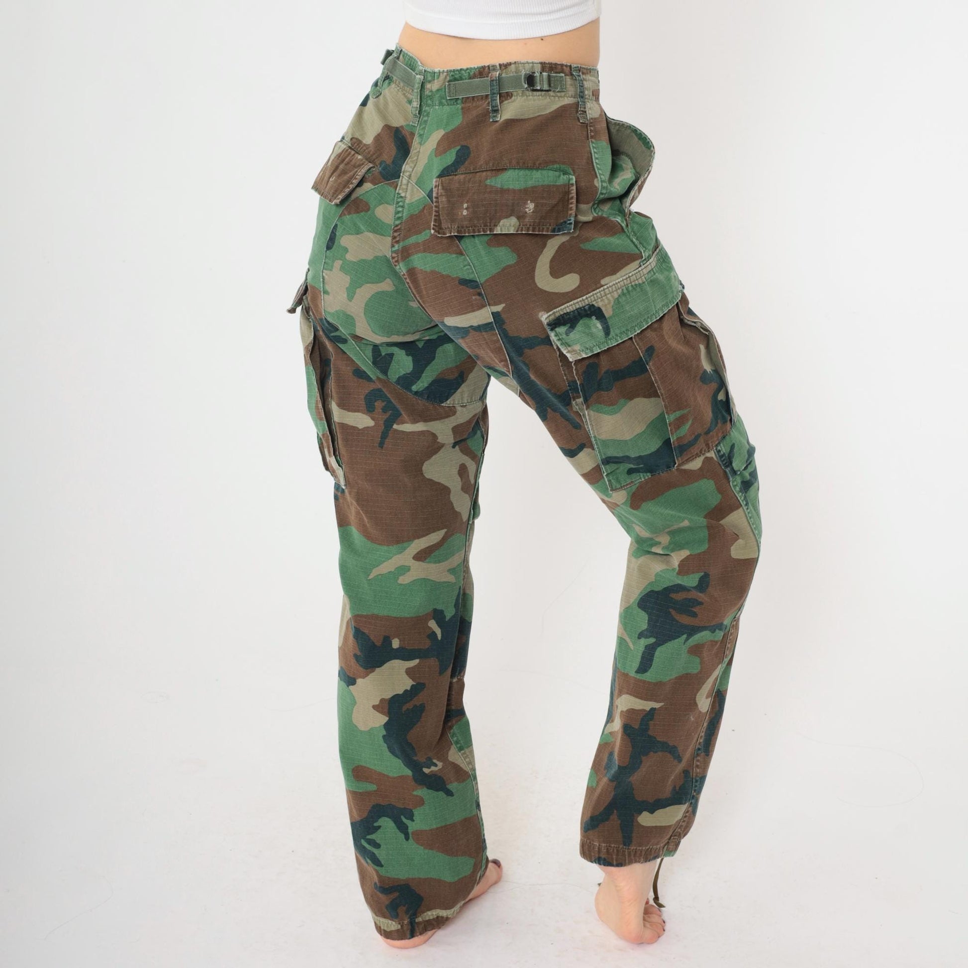 80s Woodland Camo Ripstop Cargo Pants Military BDU XS Regular