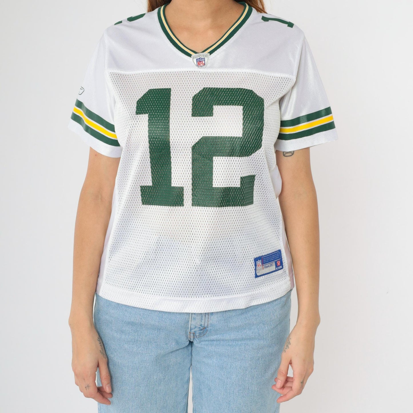 Aaron Rodgers Green Bay Packers Jersey Reebok NFL 2000s White Mesh Medium