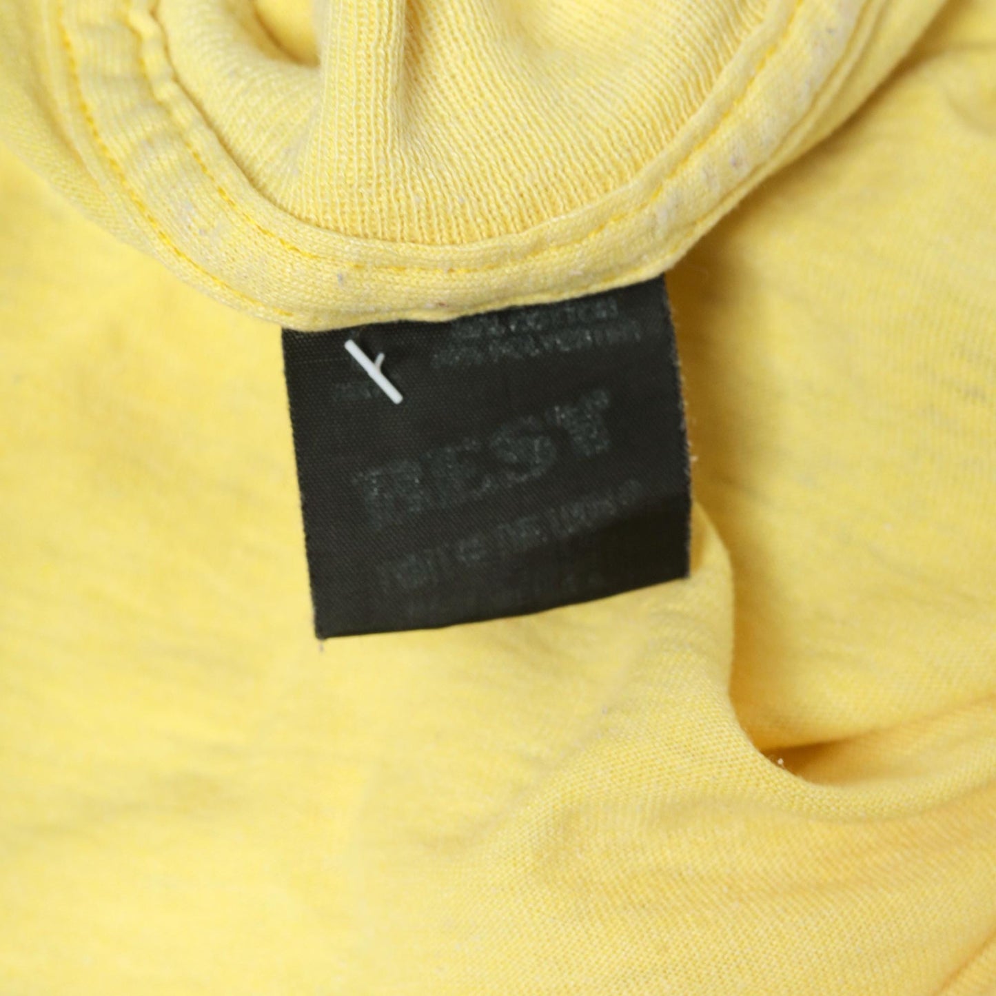 90s Fruit of the Loom Floral Butterfly Graphic T-Shirt Yellow Single Stitch Large L