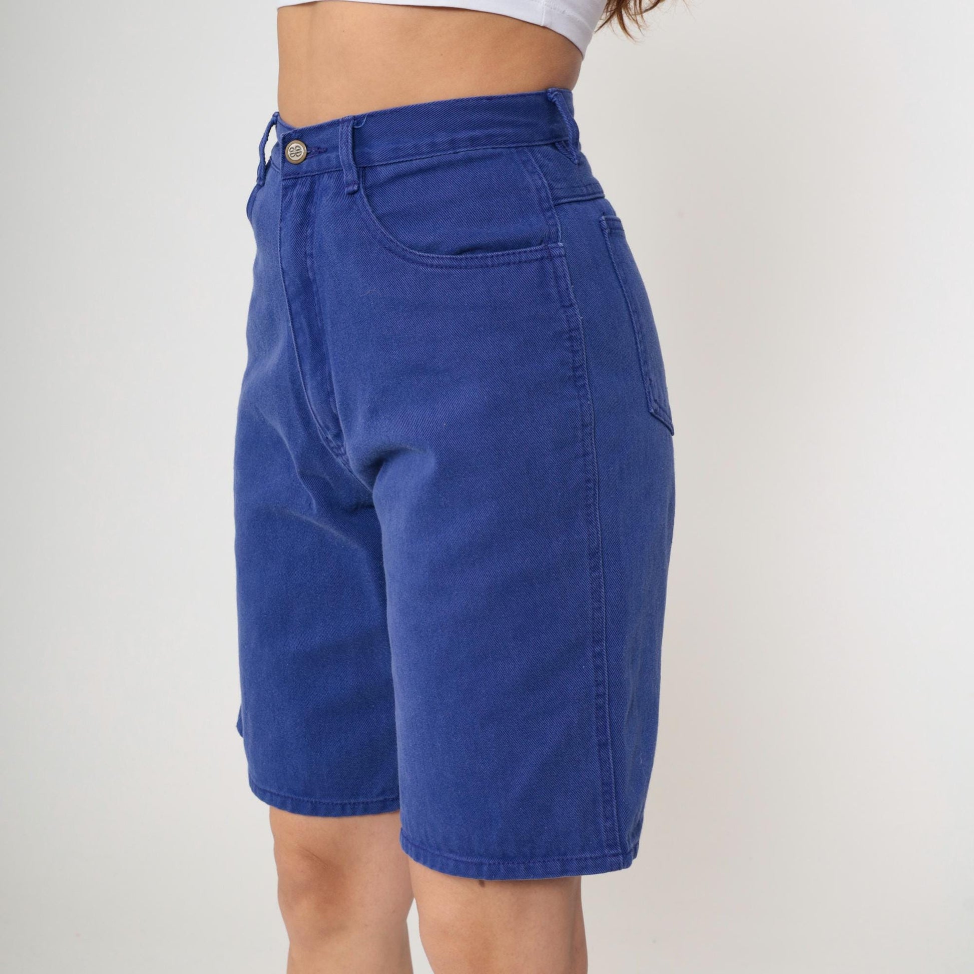 90s Bill Blass Indigo Denim Shorts High Waist Bermuda Length Small