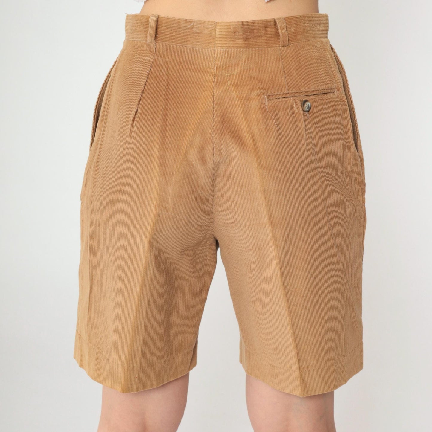 80s Tan Corduroy High-Waist Shorts Bermuda Small